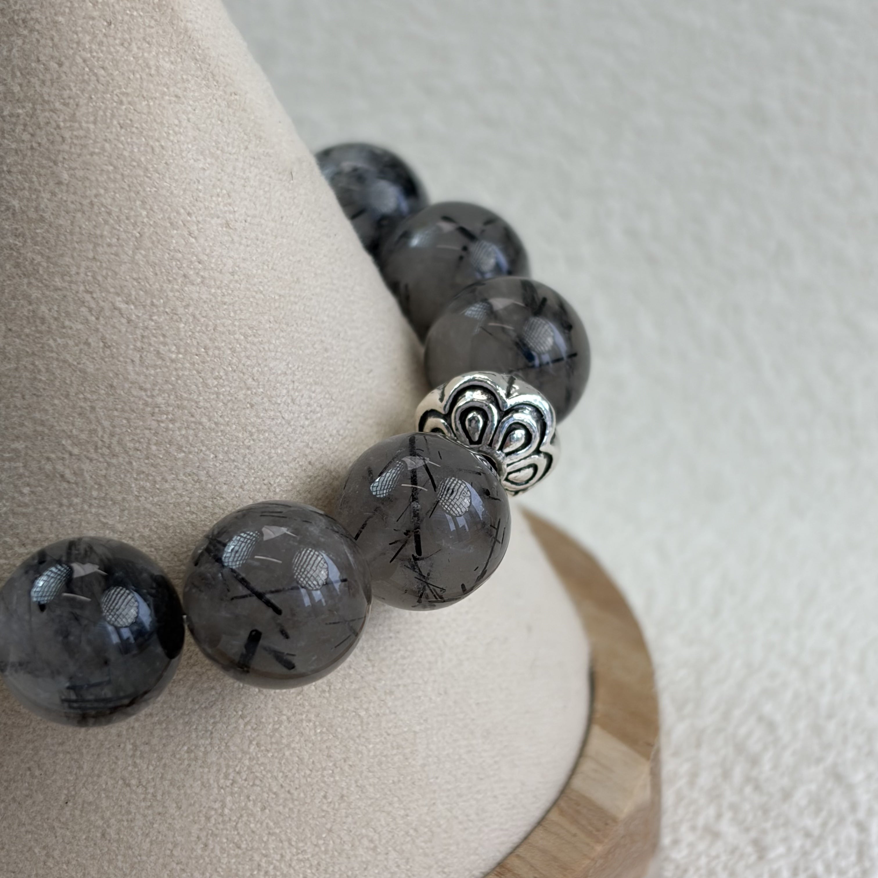Black Rutilated Quartz Silver Protection Bracelet