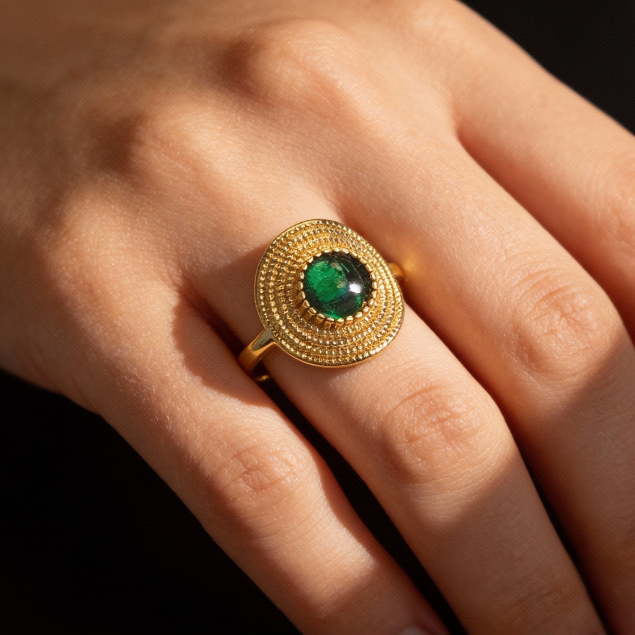 Green Agate Blessing Harmony Crystal Ring