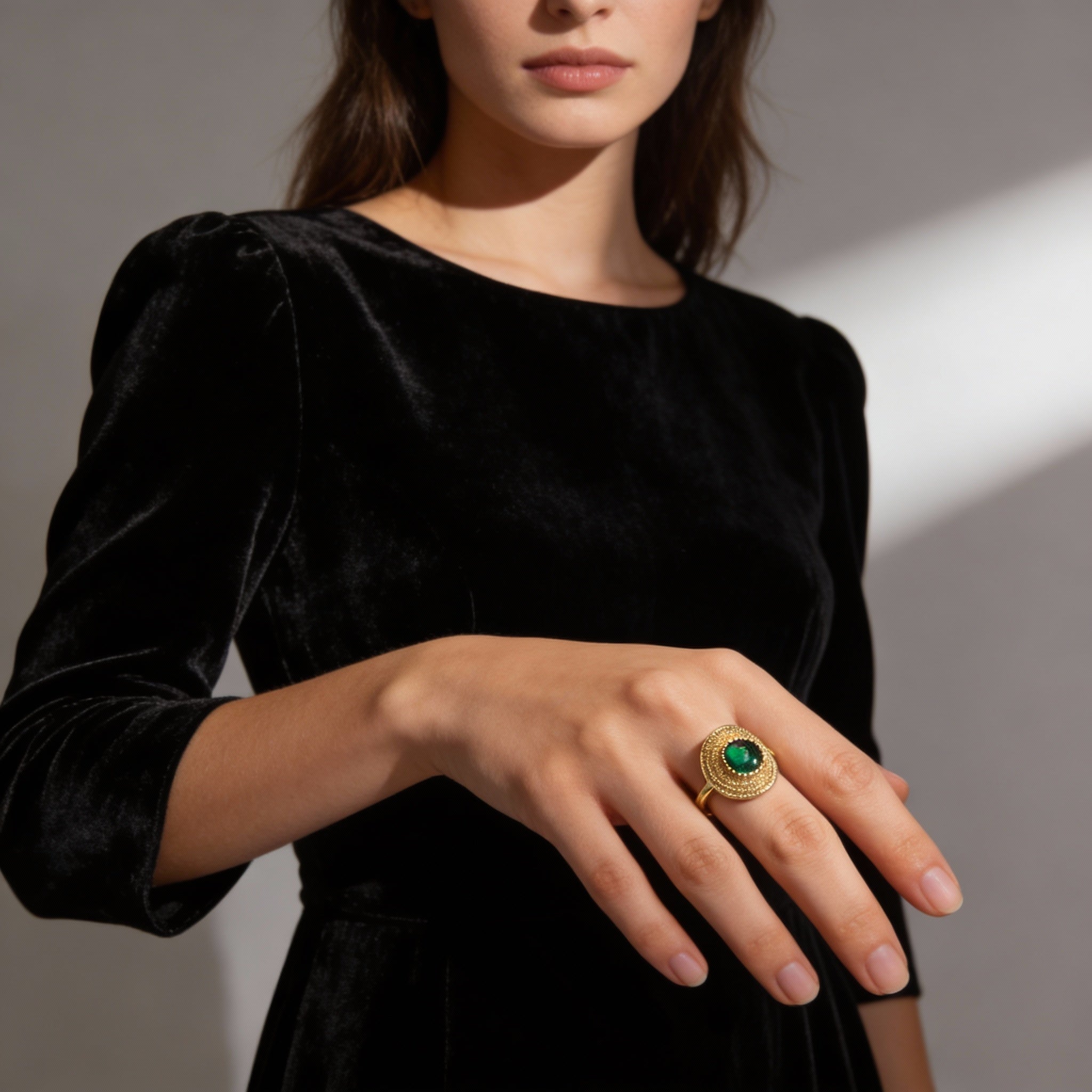 Green Agate Blessing Harmony Crystal Ring