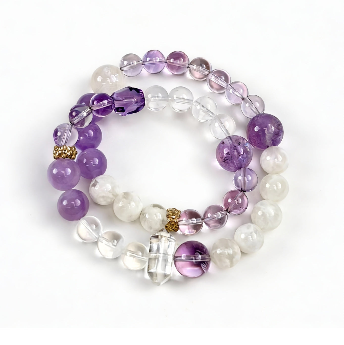 Amethyst Rose Quartz Snow Quartz Balance Bracelet