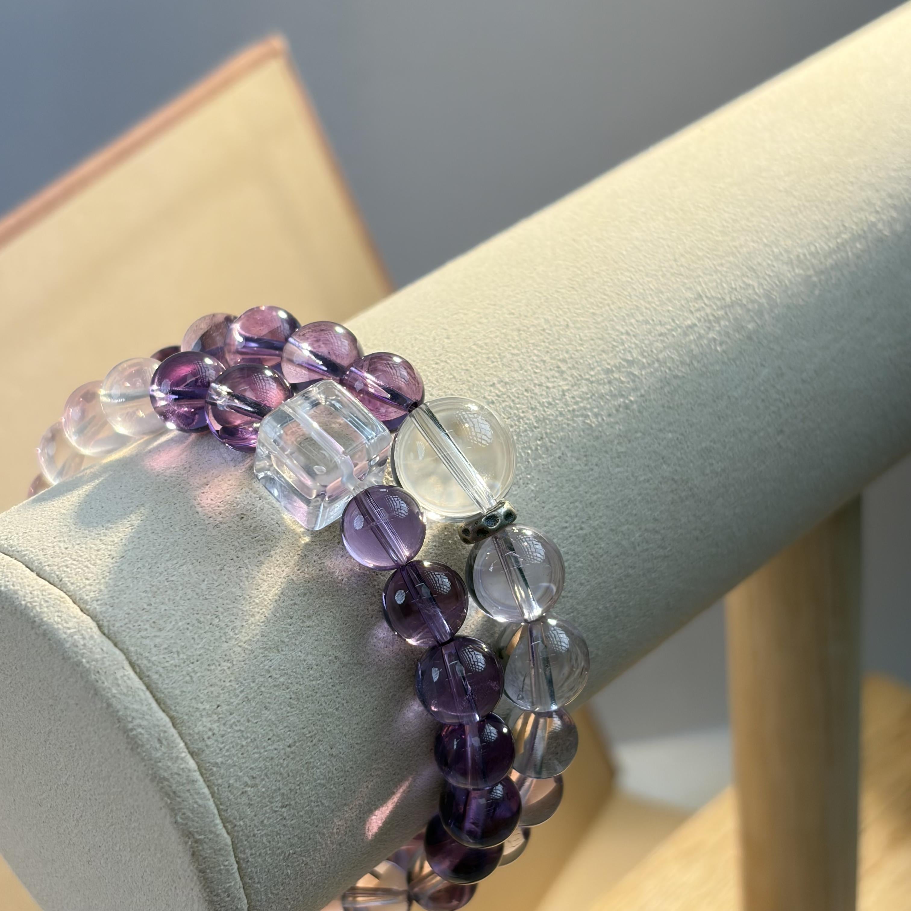 Amethyst Clear Quartz Clarity Balance Bracelet