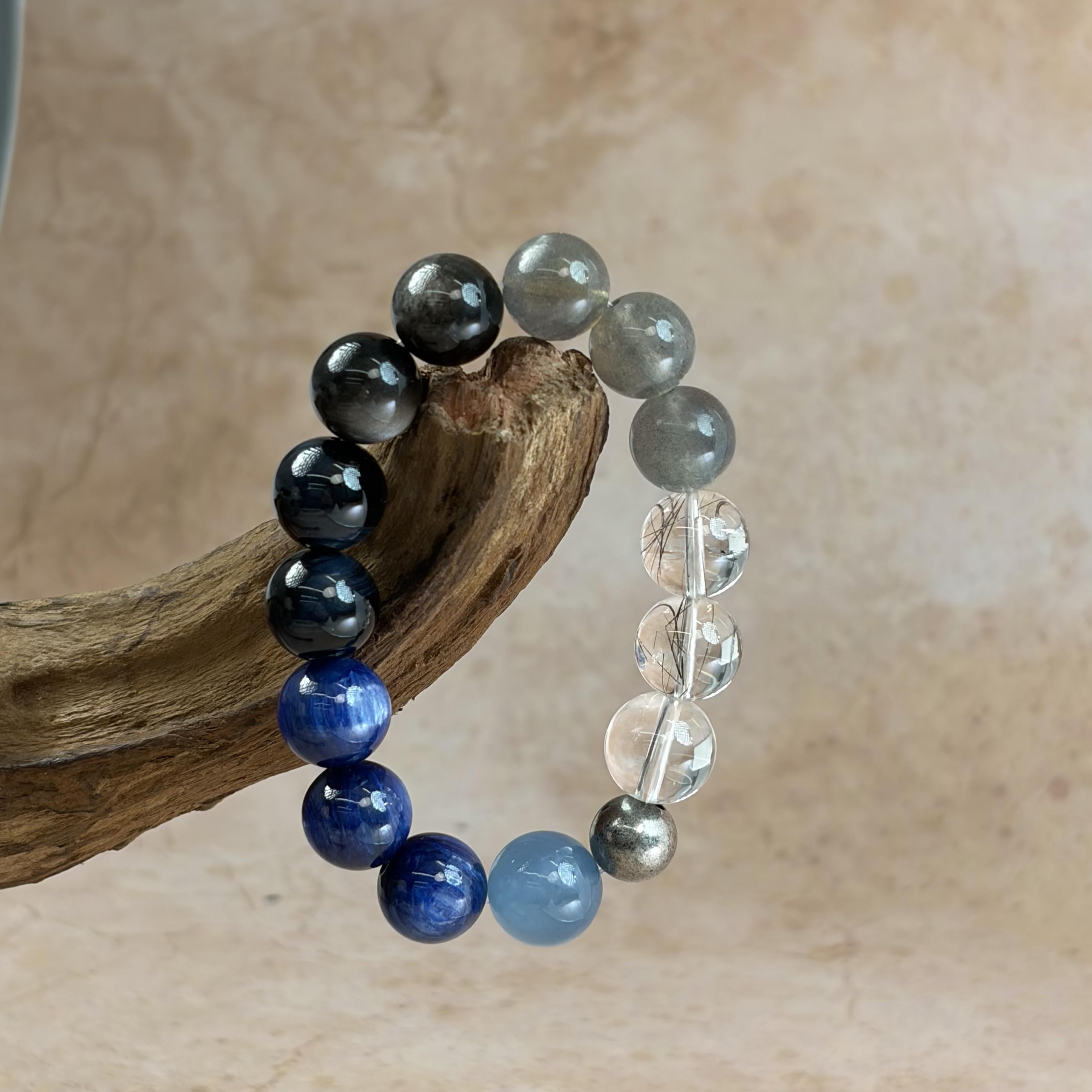 Aquamarine Labradorite Obsidian Balance Bracelet