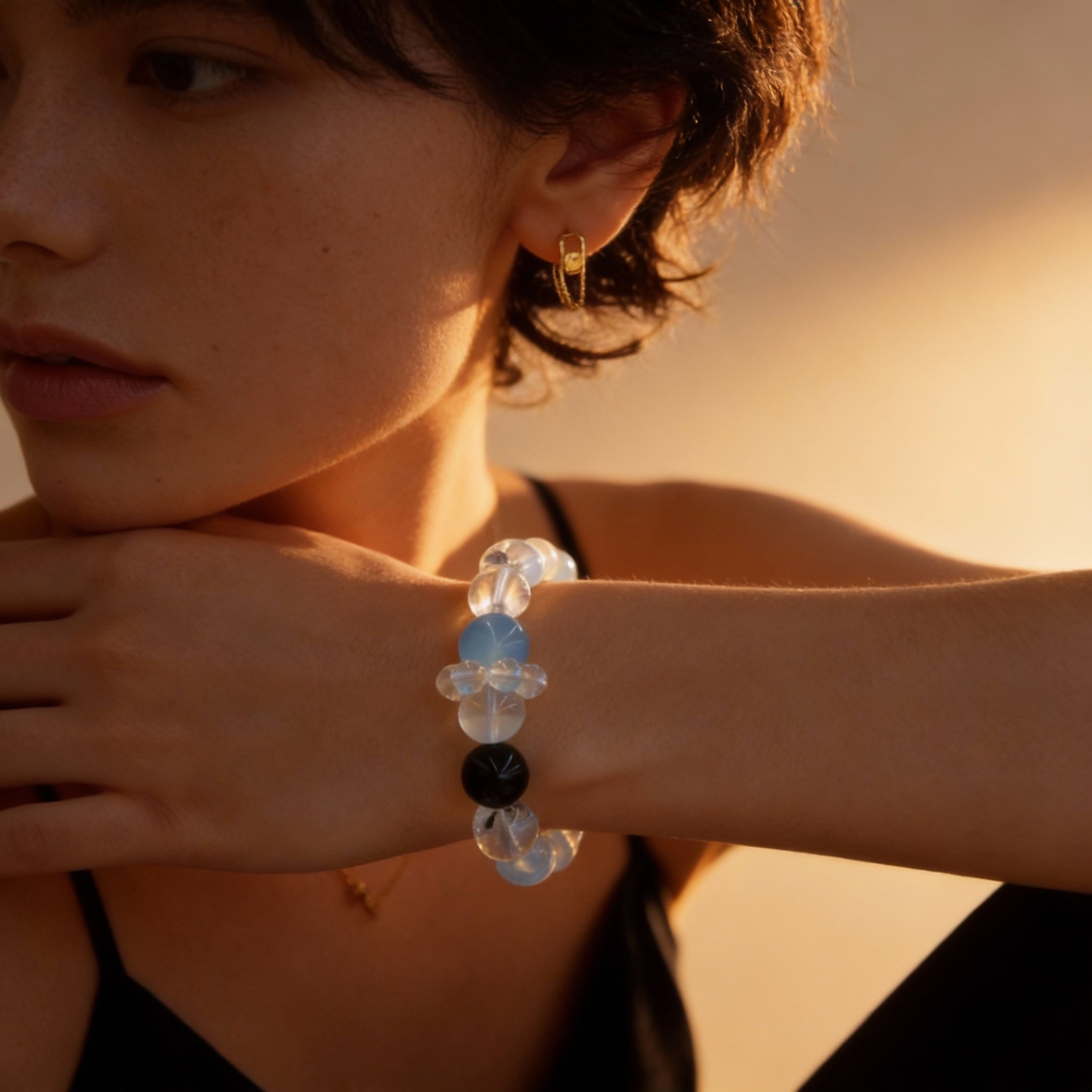 Aquamarine Labradorite Obsidian Balance Bracelet