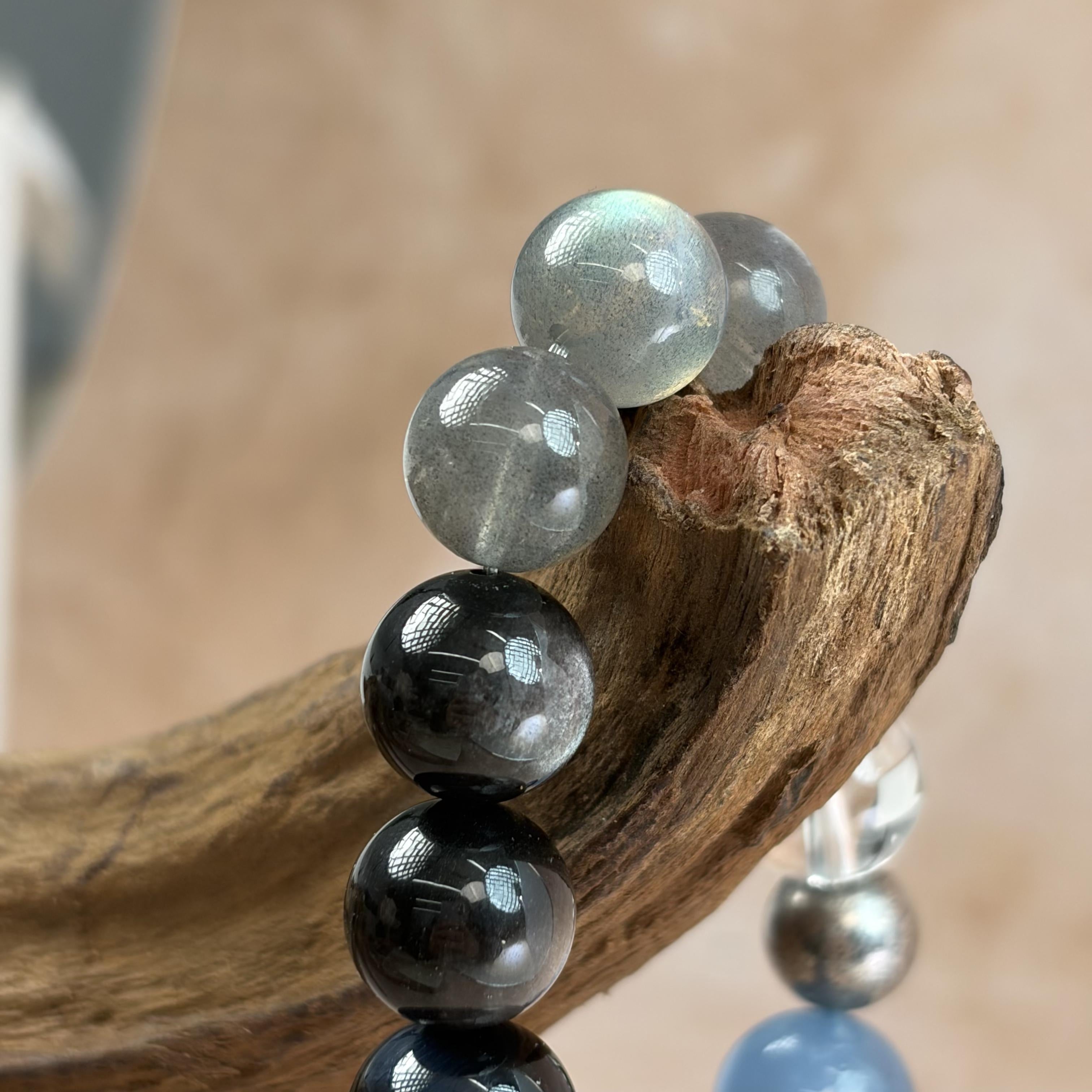 Aquamarine Labradorite Obsidian Balance Bracelet