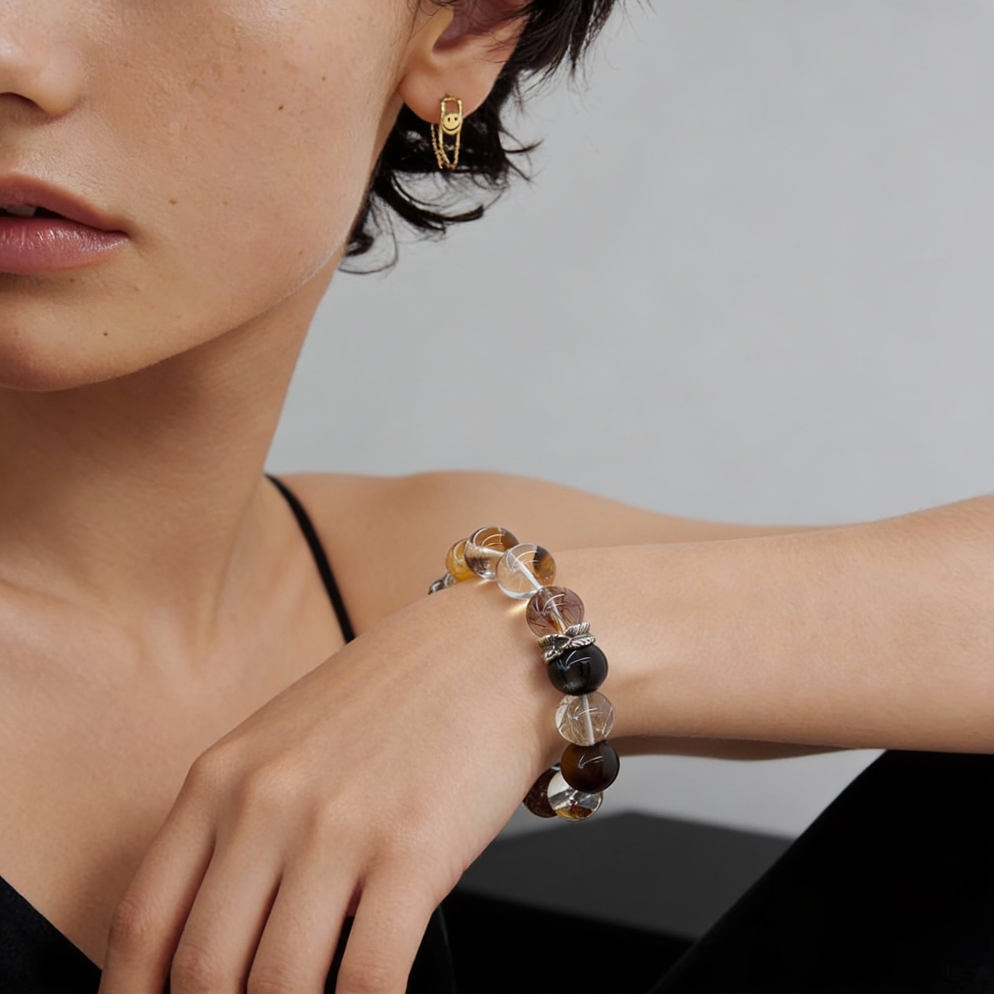 Red Jade Tiger Eye Smoky Quartz Protection Bracelet