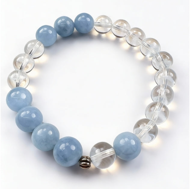 Aquamarine Clear Quartz Calm Clarity Bracelet