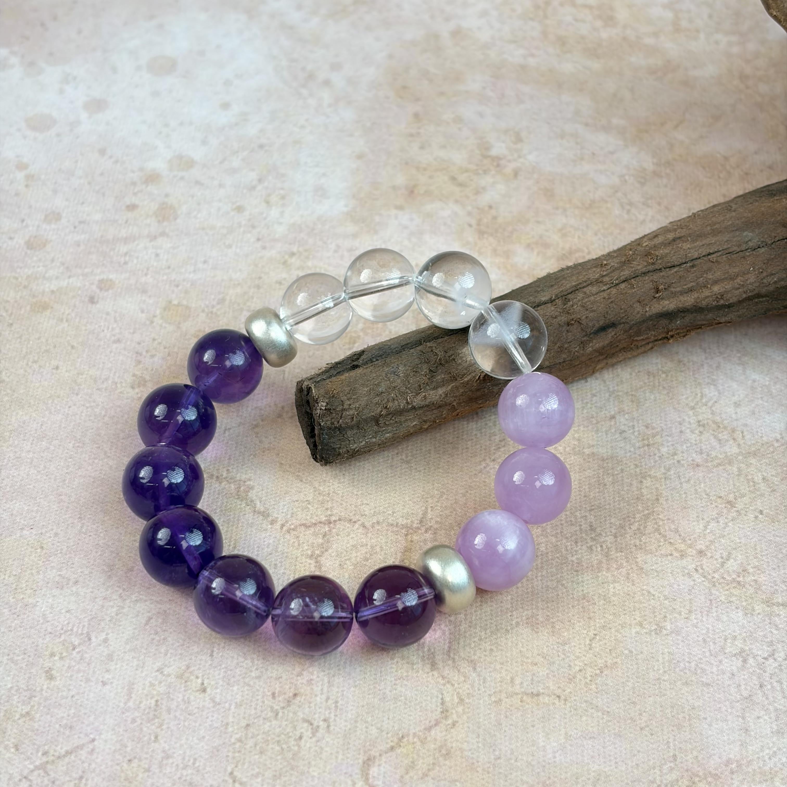 Amethyst Clear Quartz Silver Clarity Bracelet
