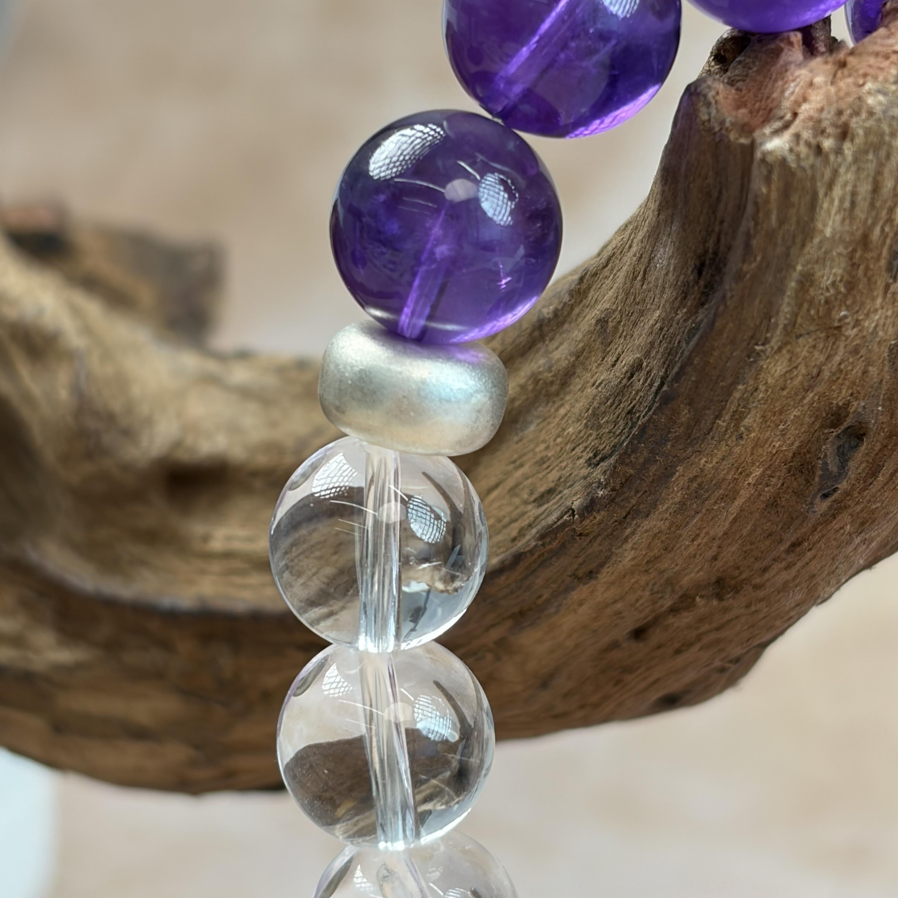 Amethyst Clear Quartz Silver Clarity Bracelet
