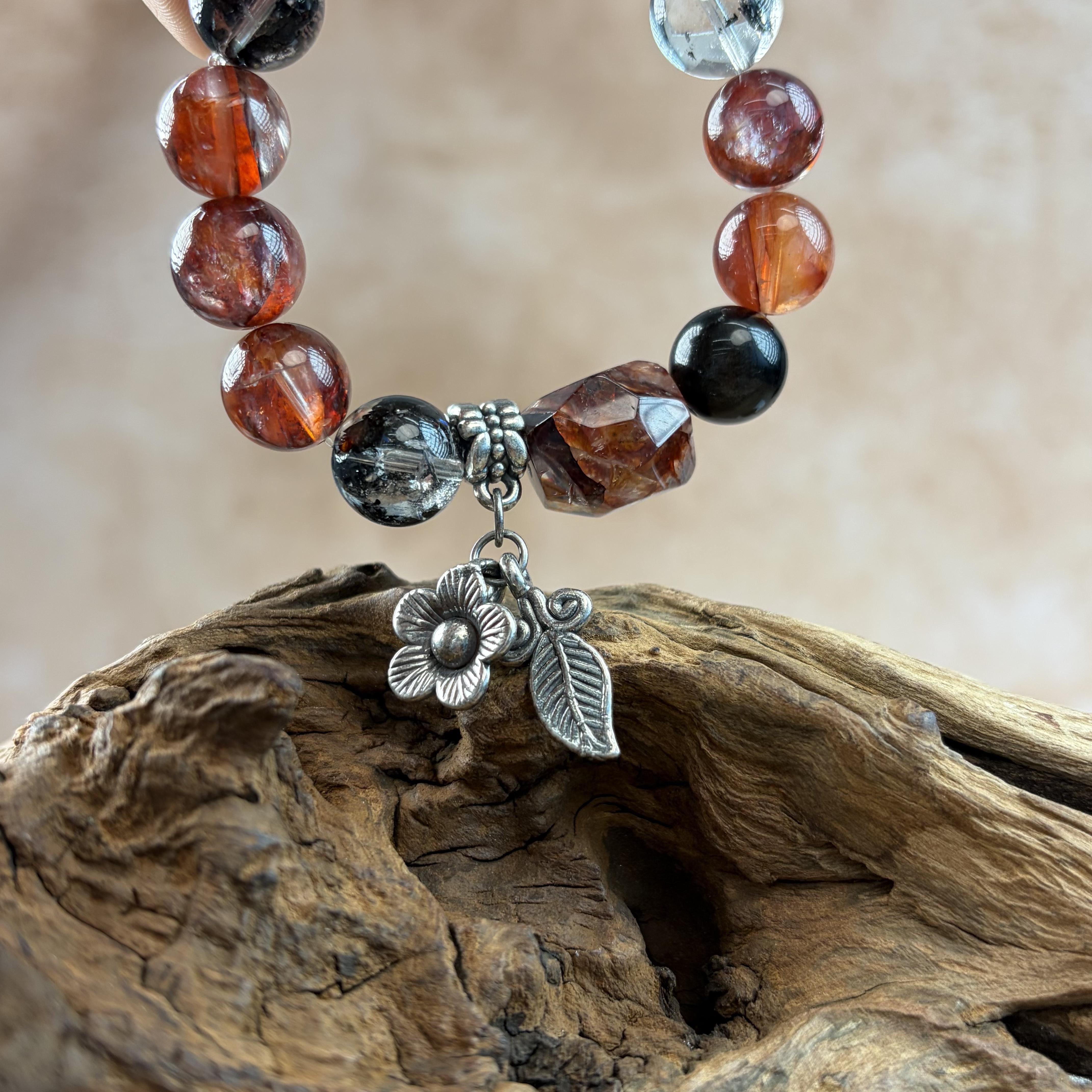 Red Rutilated Quartz Garnet Balance Bracelet