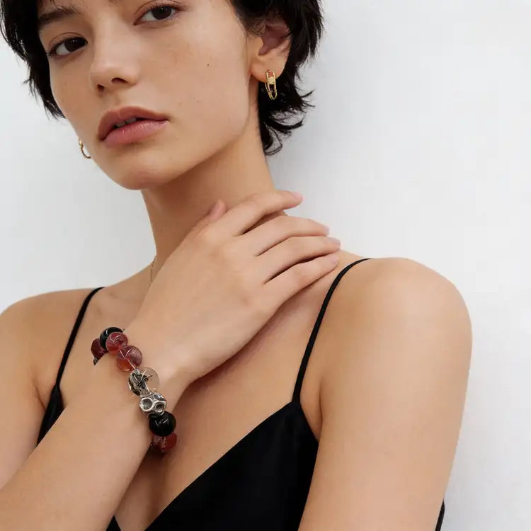 Red Rutilated Quartz Garnet Balance Bracelet