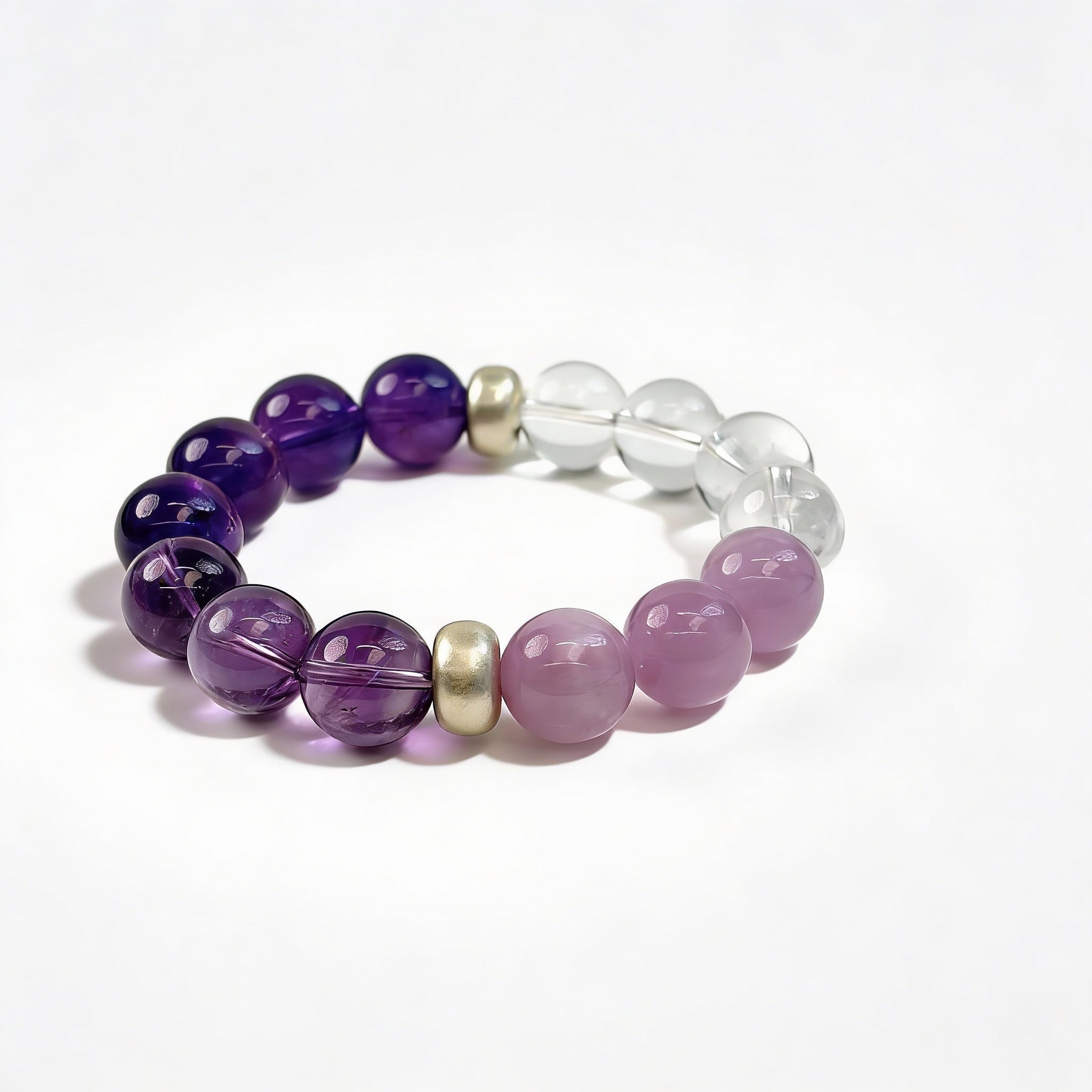Amethyst Clear Quartz Silver Clarity Bracelet