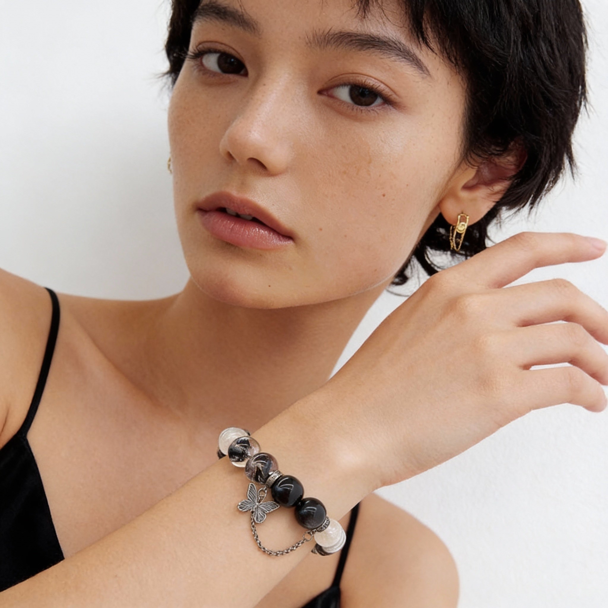 Obsidian Moonstone Tourmaline Balance Bracelet