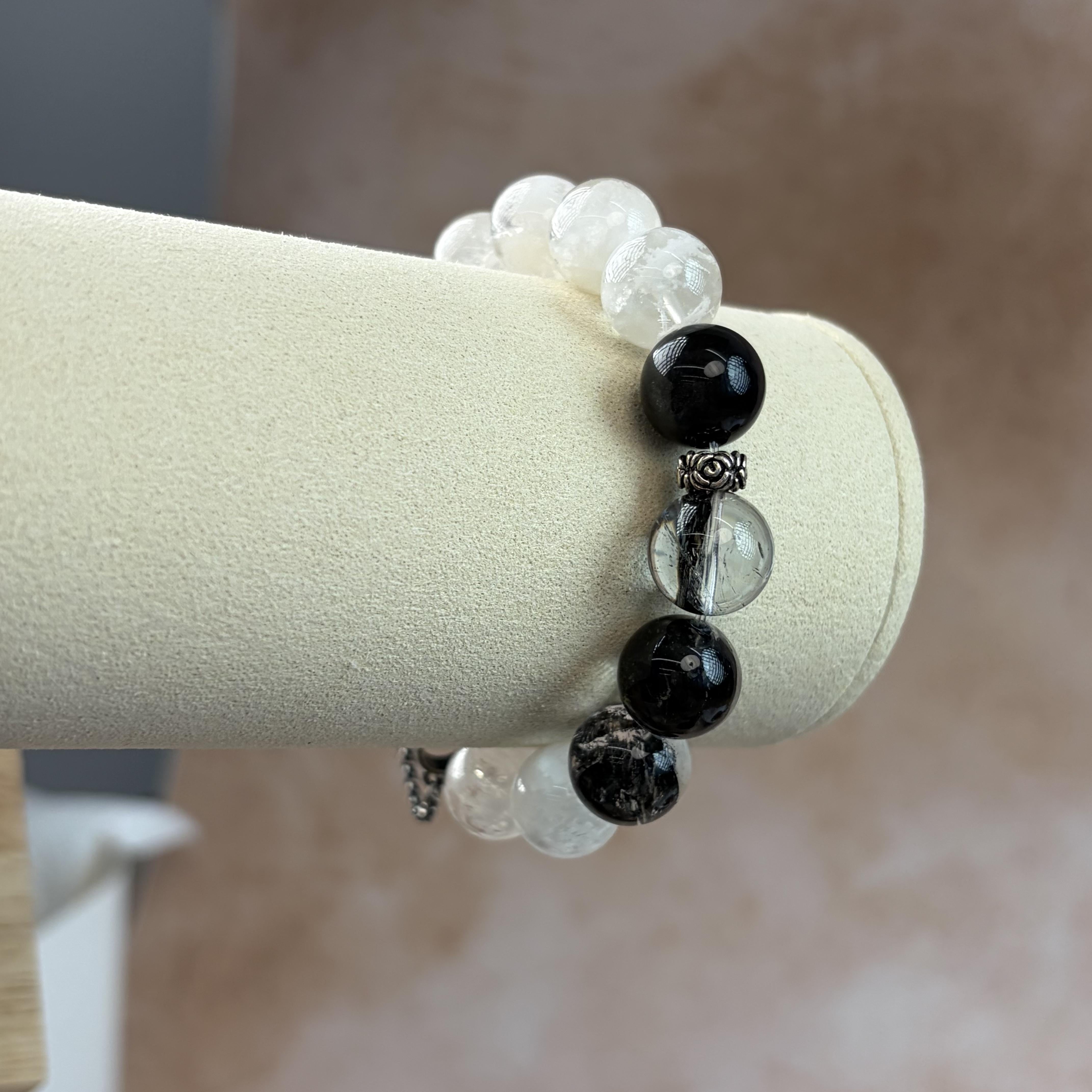Obsidian Moonstone Tourmaline Balance Bracelet