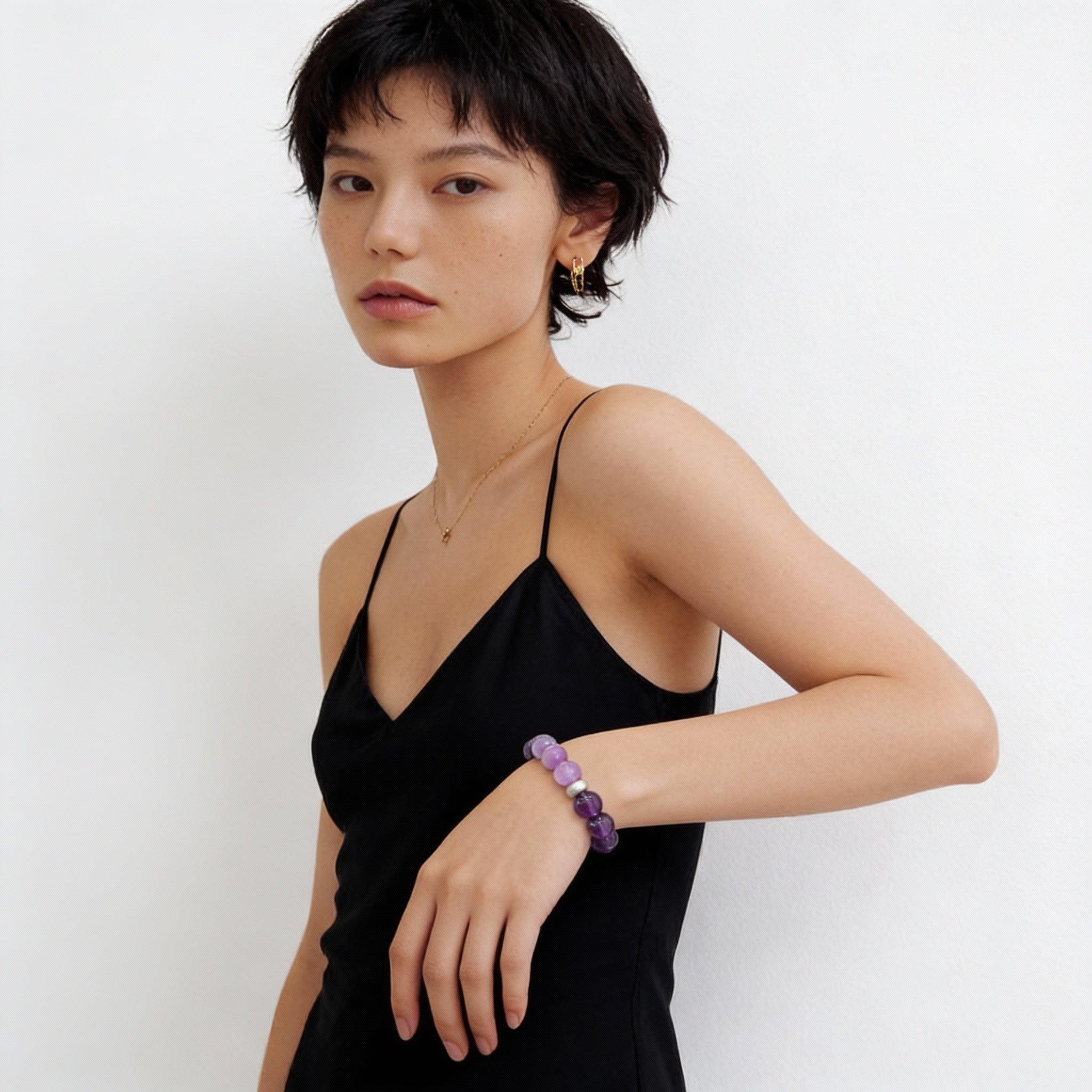 Amethyst Clear Quartz Silver Clarity Bracelet