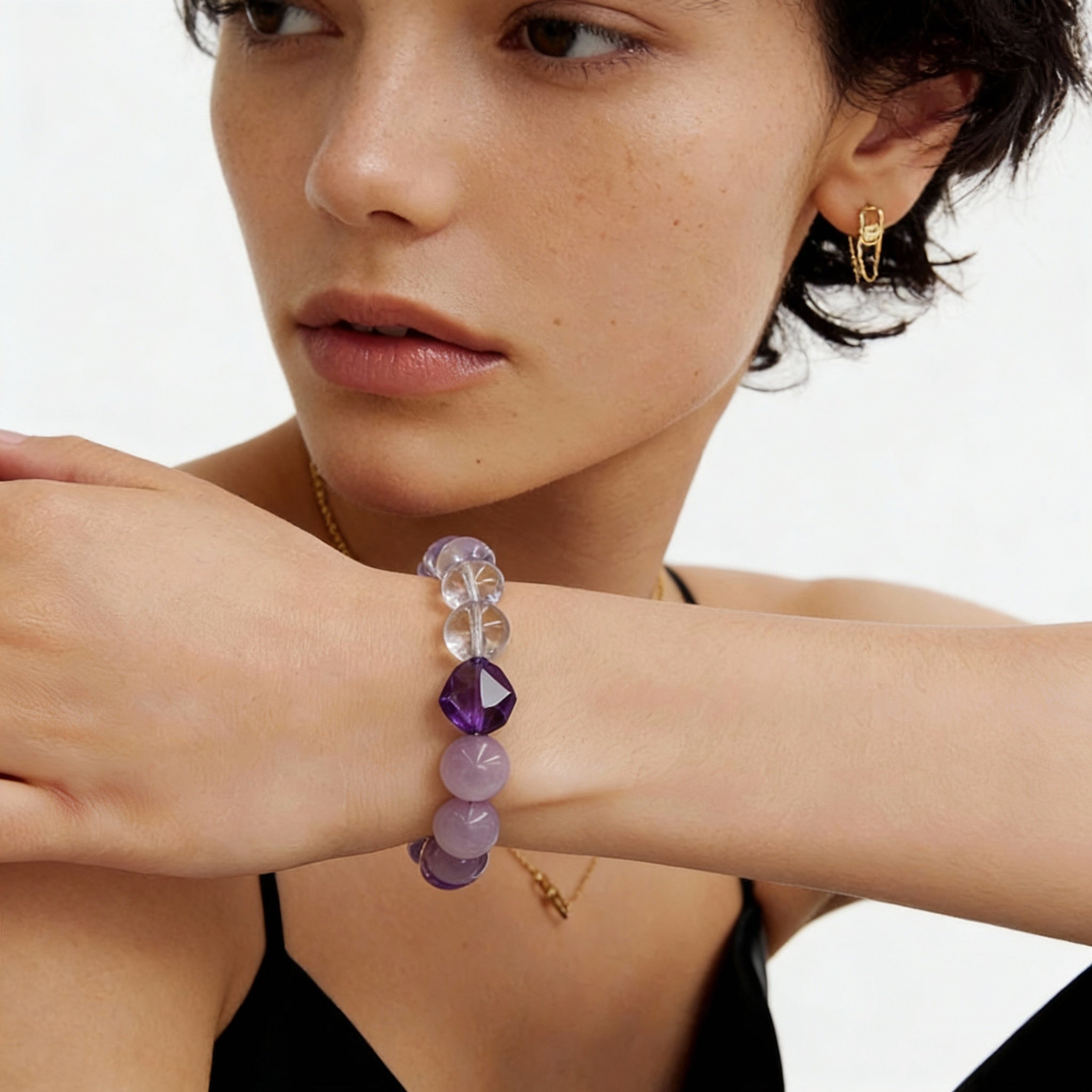 Rose Quartz Amethyst Clear Quartz Harmony Bracelet