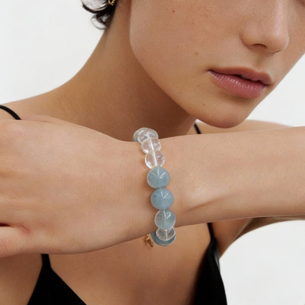 Aquamarine Clear Quartz Calm Clarity Bracelet