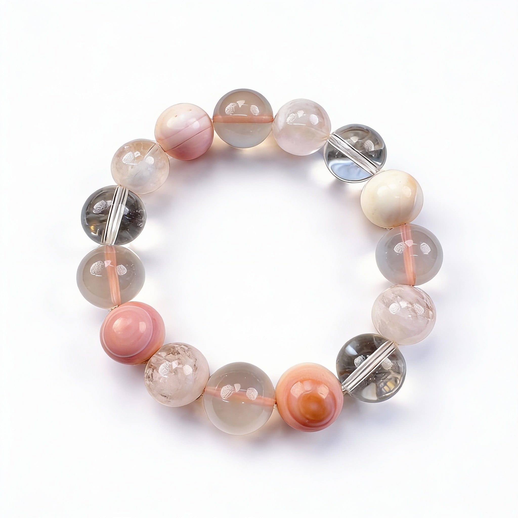 Pink Agate Rose Quartz Clear Quartz Love Bracelet