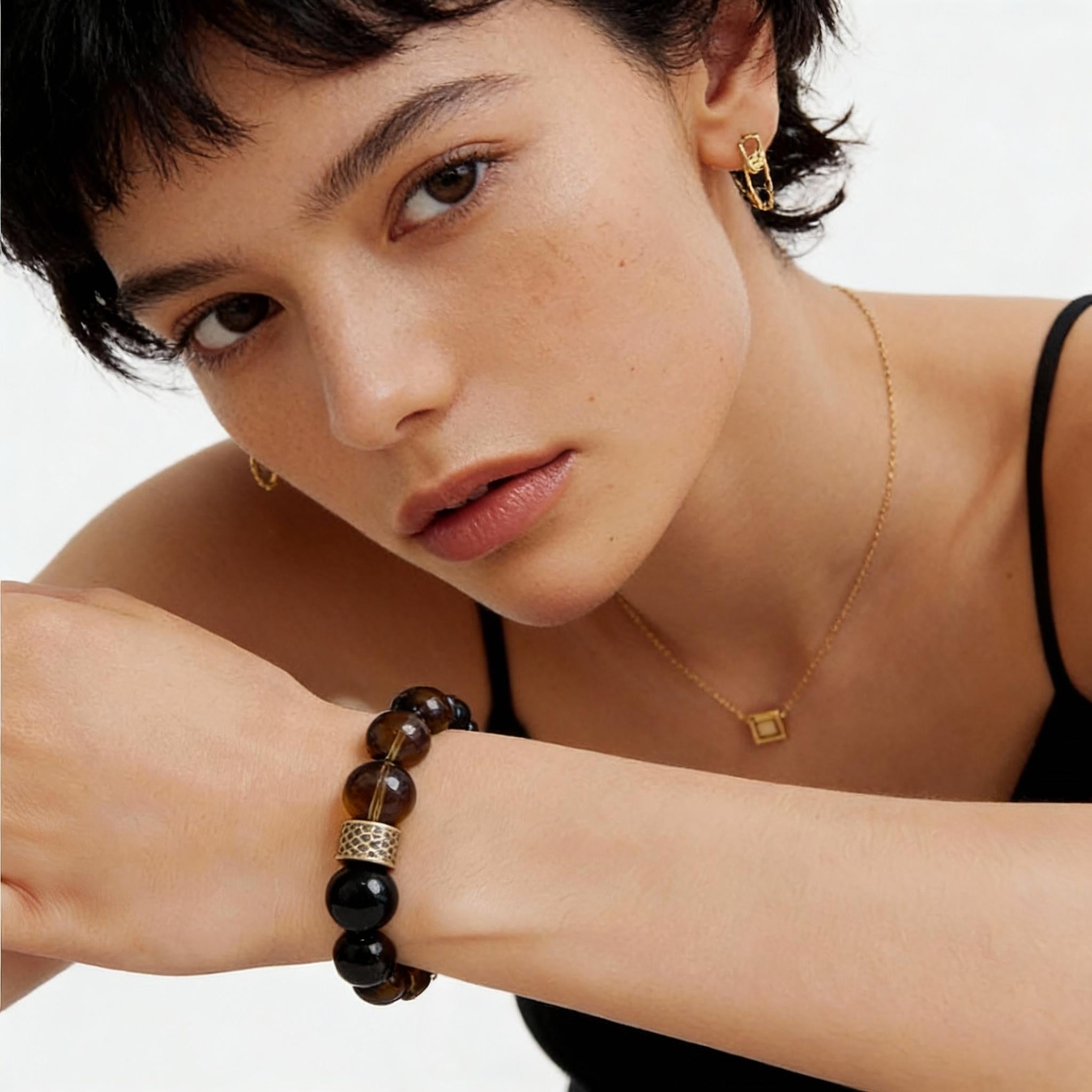 Smoky Quartz Golden Obsidian Protection Bracelet