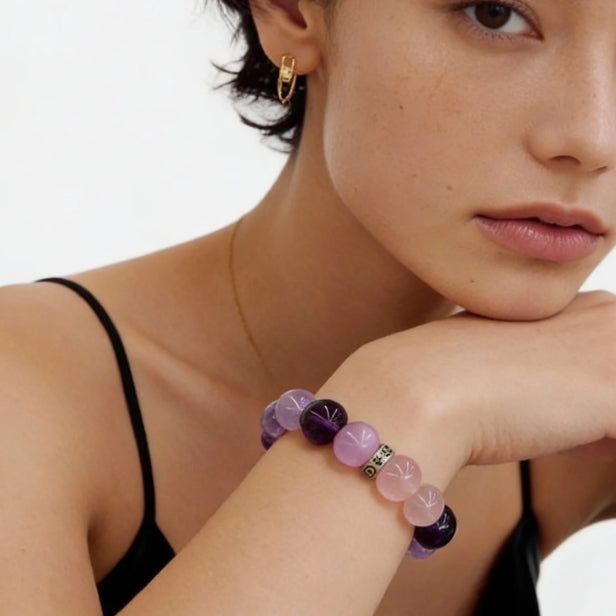 Amethyst Rose Quartz Love Clarity Bracelet