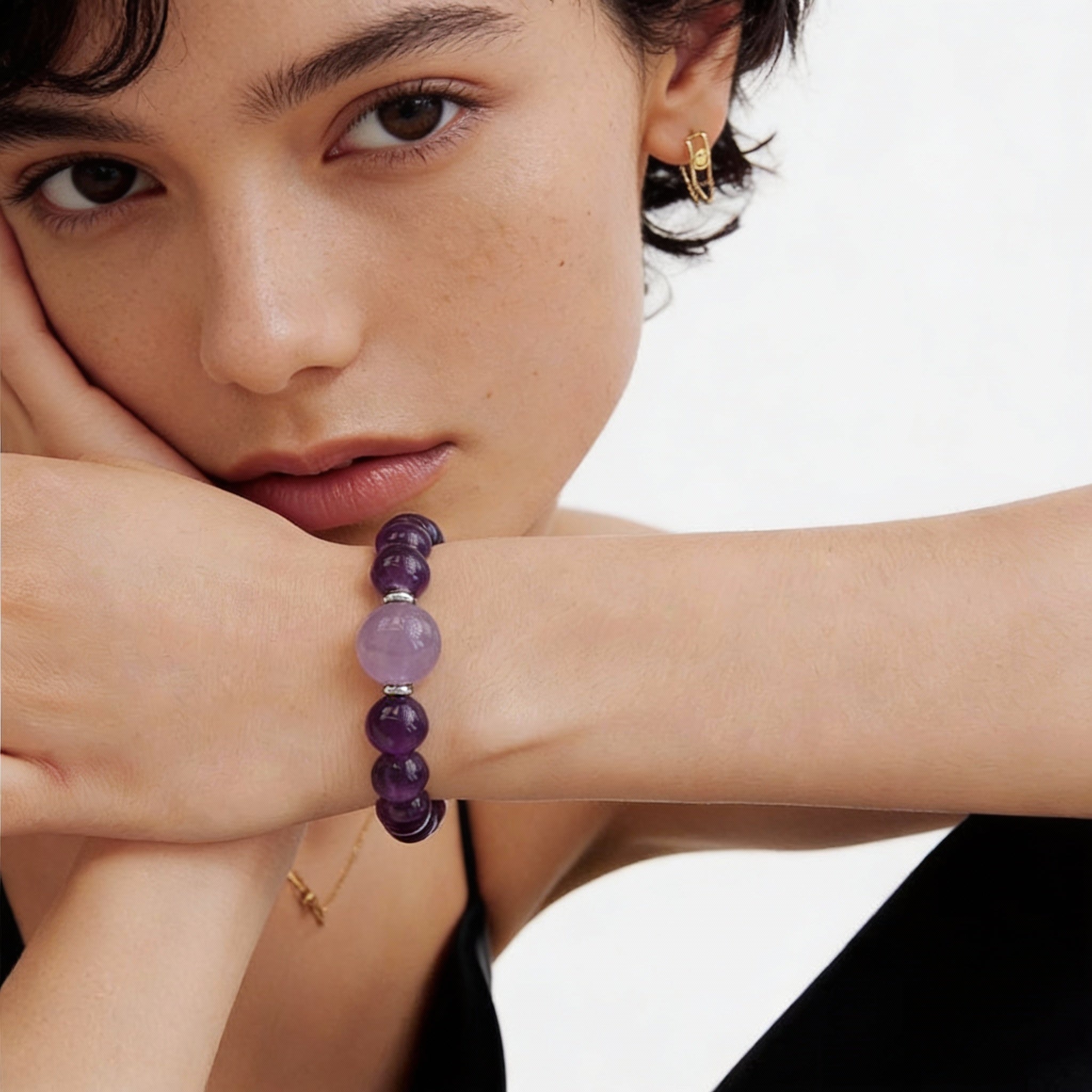 Amethyst Silver Serenity Balance Bracelet
