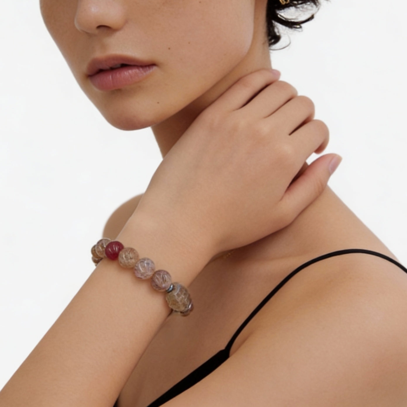 Golden Rutilated Quartz Silver Abundance Confidence Energy Crystal Bracelet