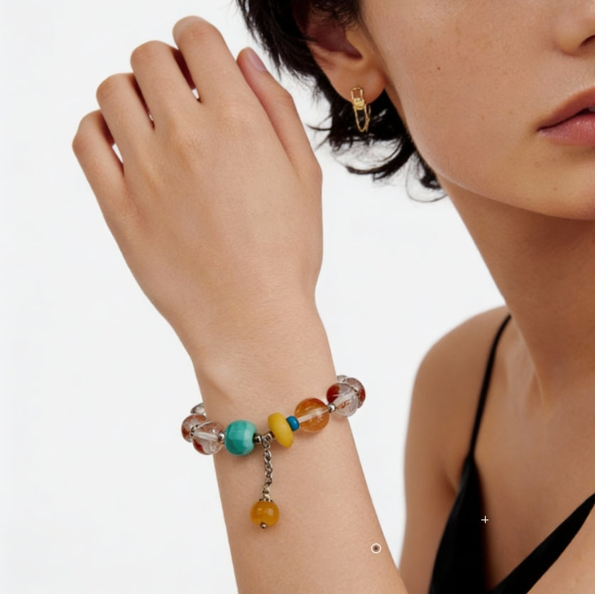 Golden Rutilated Quartz Amber Bracelet