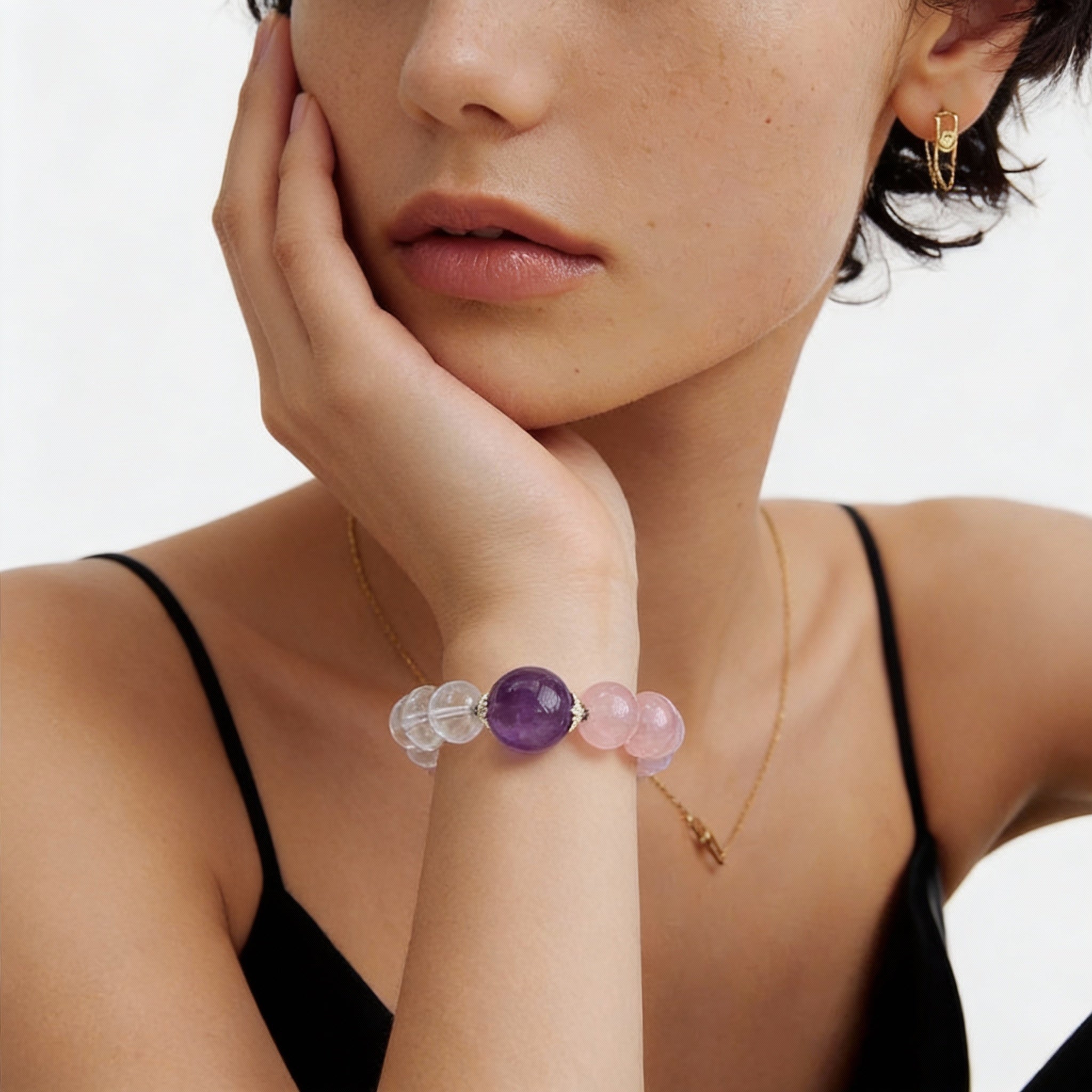 Amethyst Rose Quartz Clear Quartz Serenity Bracelet