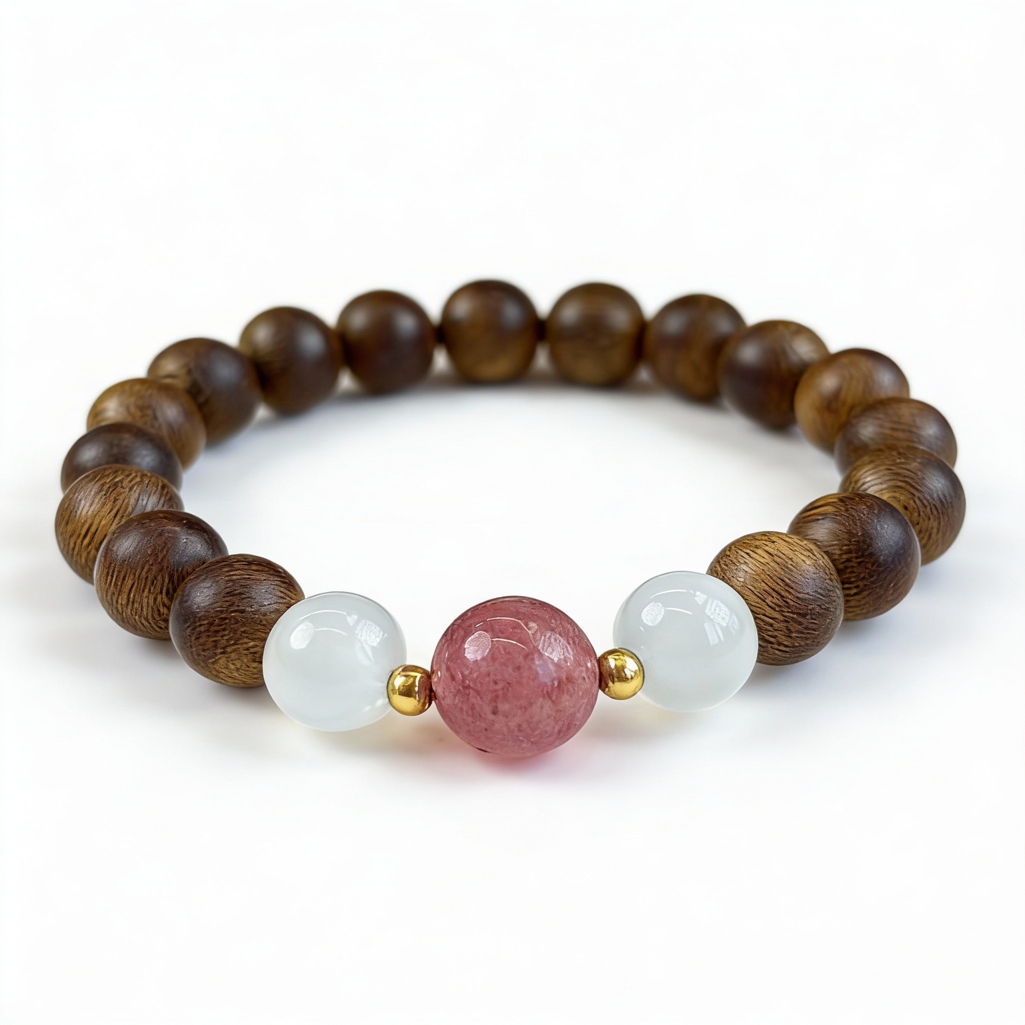 Strawberry Quartz White Agate Serenity Bracelet