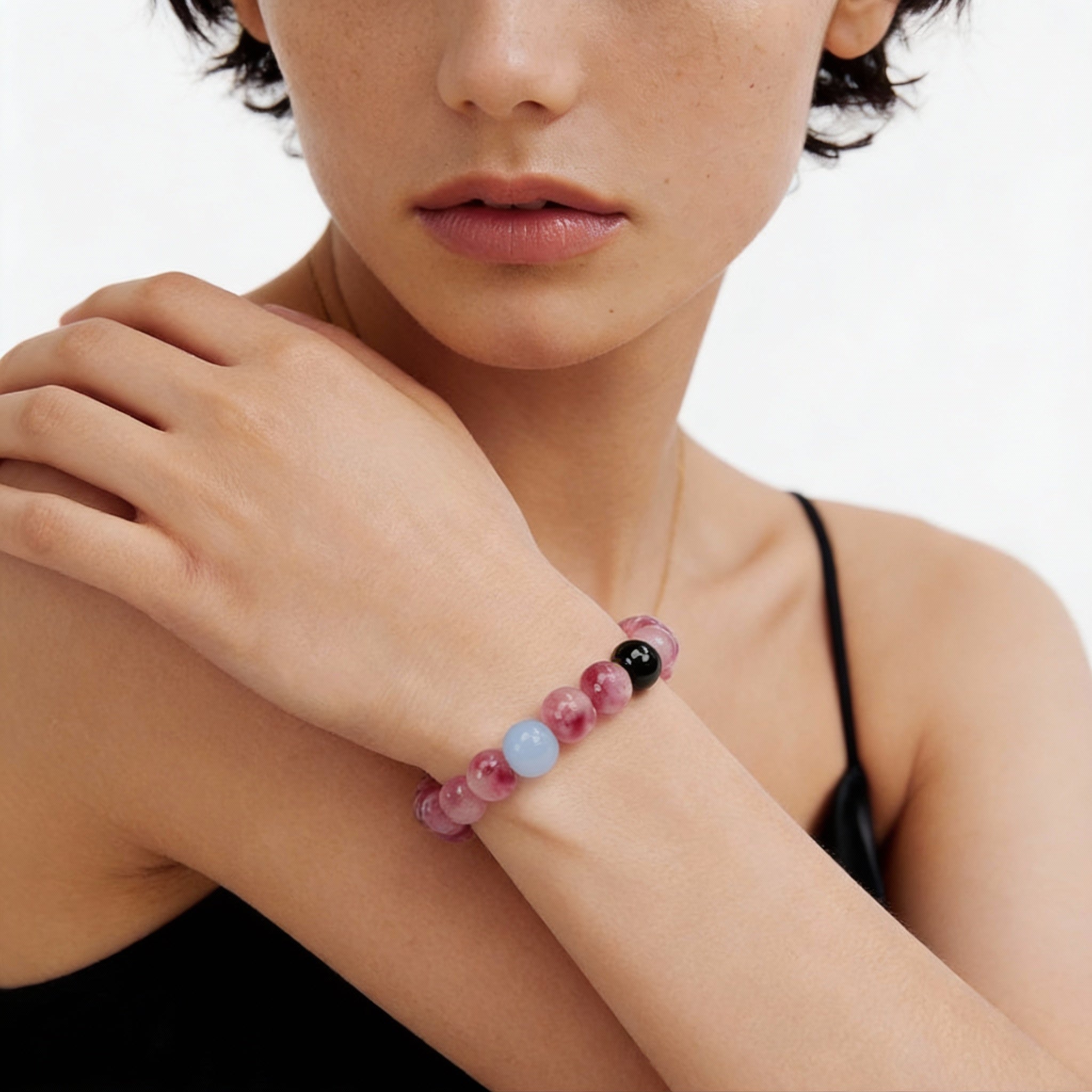 Strawberry Quartz Obsidian Love Healing Bracelet