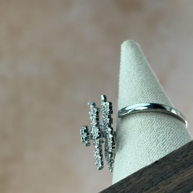 White Topaz Clear Quartz Serenity Ring