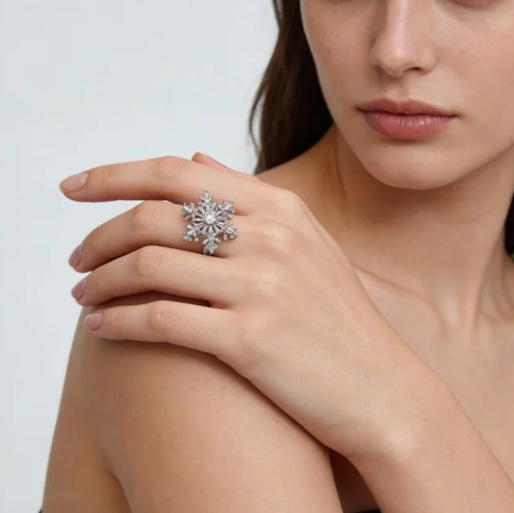 White Topaz Clear Quartz Serenity Ring