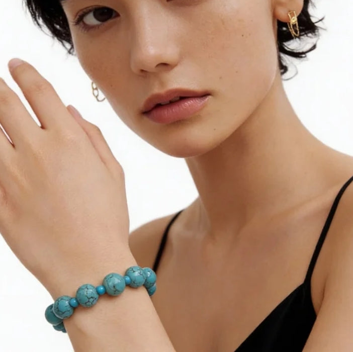 Turquoise Natural Gemstone Healing Calming Protection Energy Bracelet