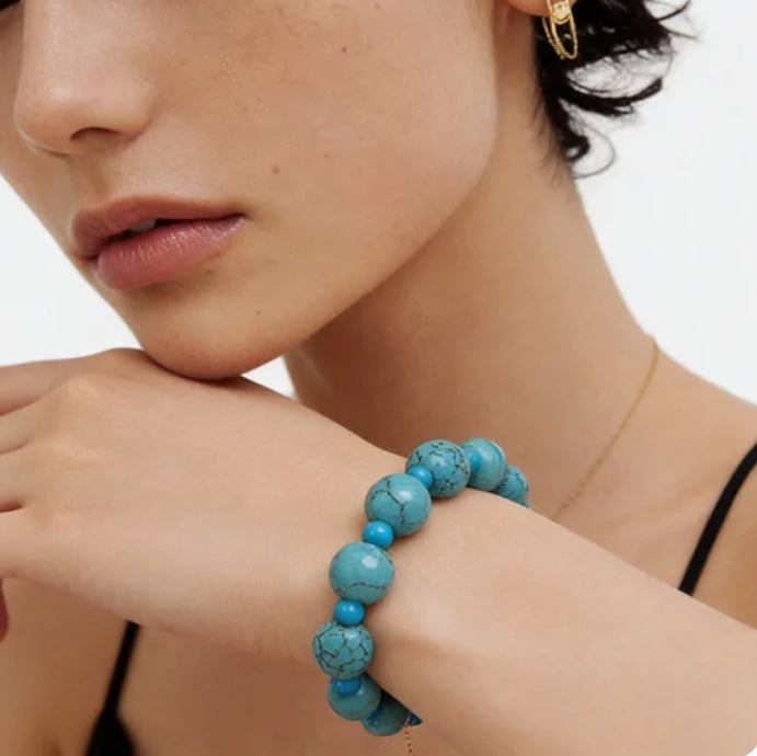 Turquoise Natural Gemstone Healing Calming Protection Energy Bracelet