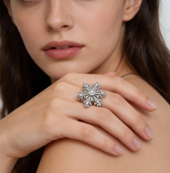 White Topaz Clear Quartz Serenity Ring