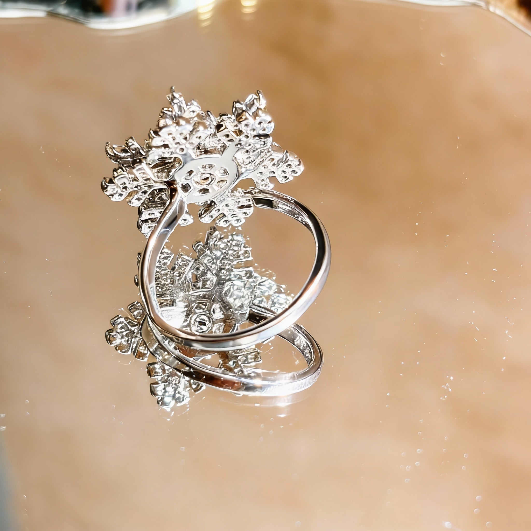 White Topaz Clear Quartz Serenity Ring