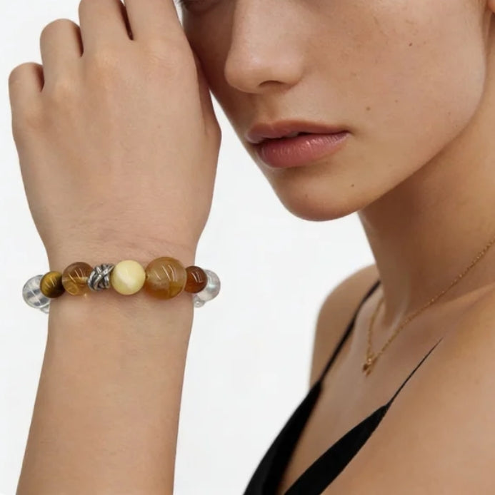 Citrine Tiger Eye Smoky Quartz Abundance Bracelet