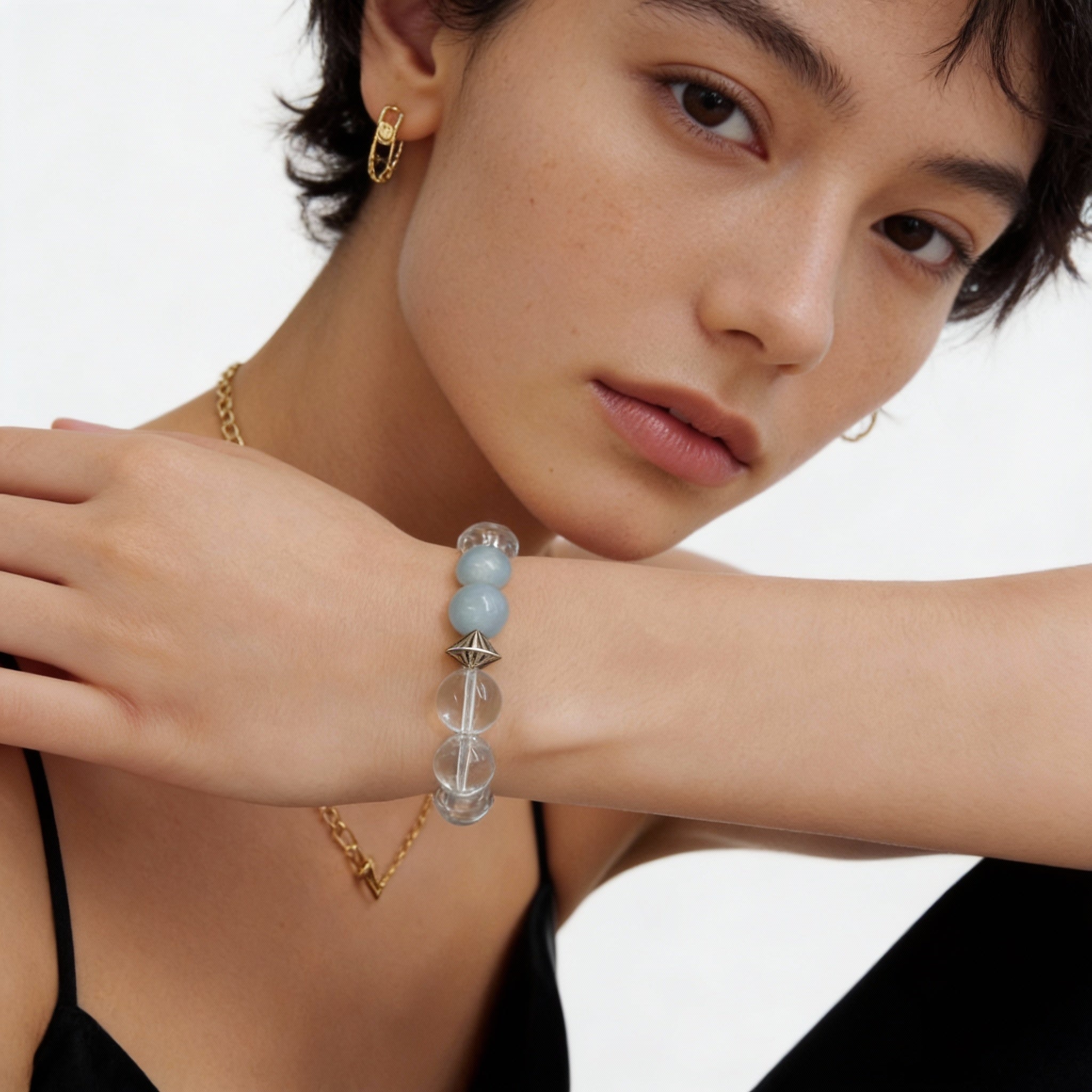 Aquamarine Clear Quartz Serenity Bracelet