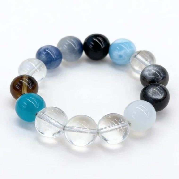 Blue Apatite Kyanite Obsidian Balance Bracelet