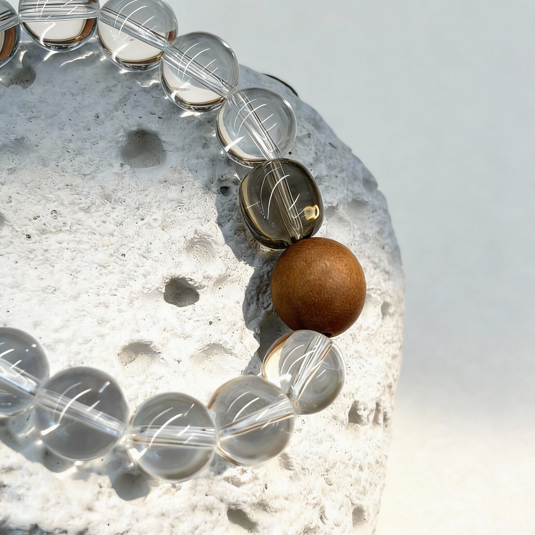 Clear Quartz Amethyst Sandalwood Protection Bracelet