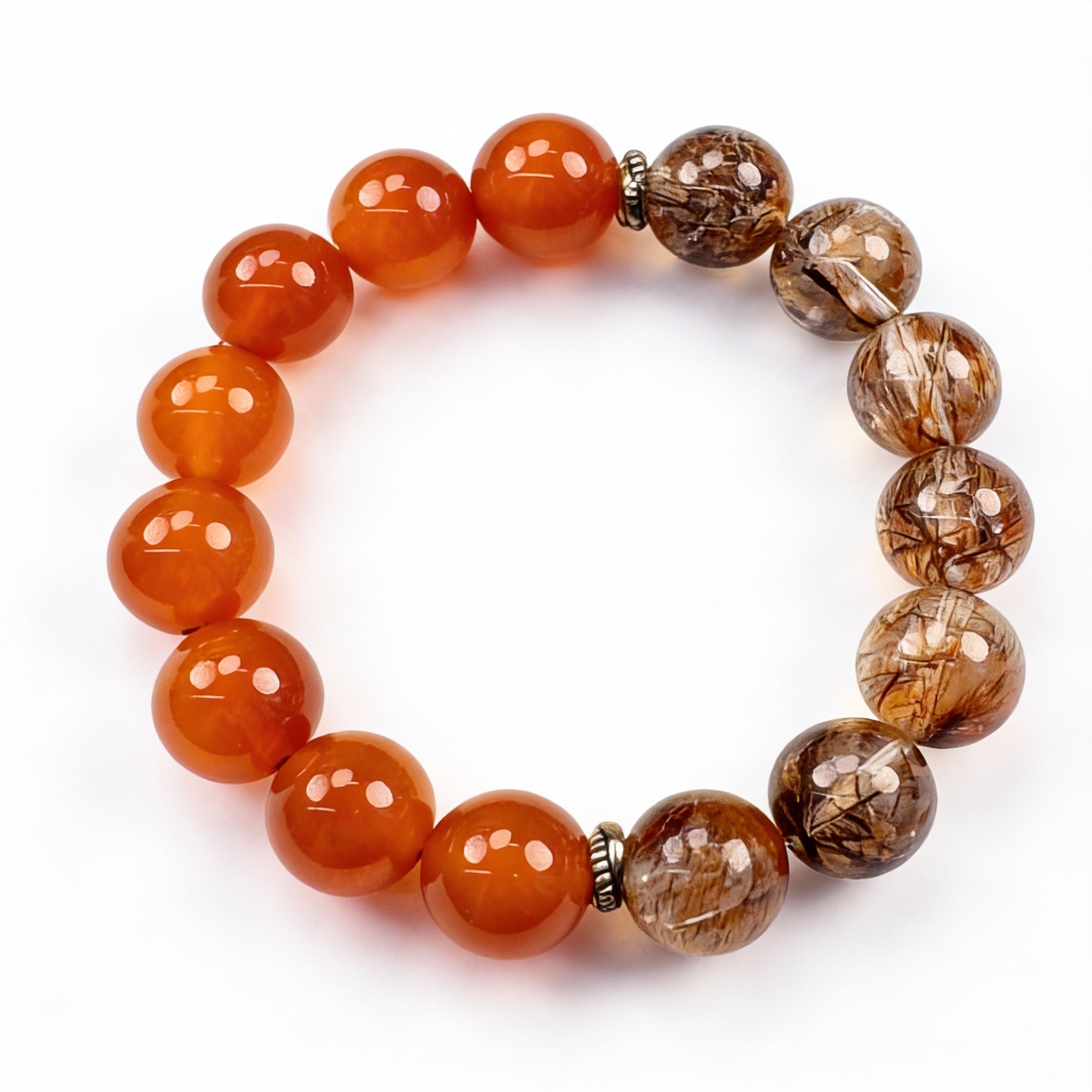 Red Rutilated Quartz Carnelian Red Agate Energy Wealth Bracelet