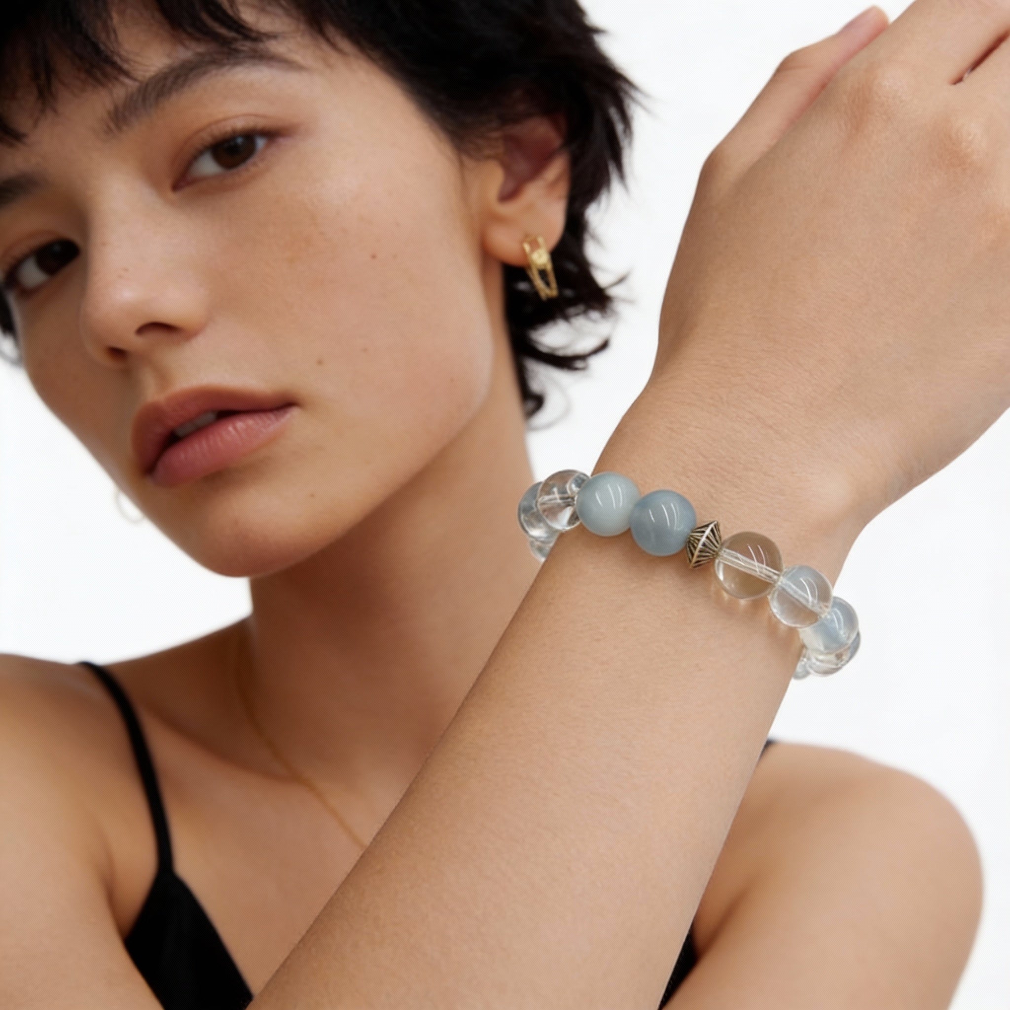 Aquamarine Clear Quartz Serenity Bracelet