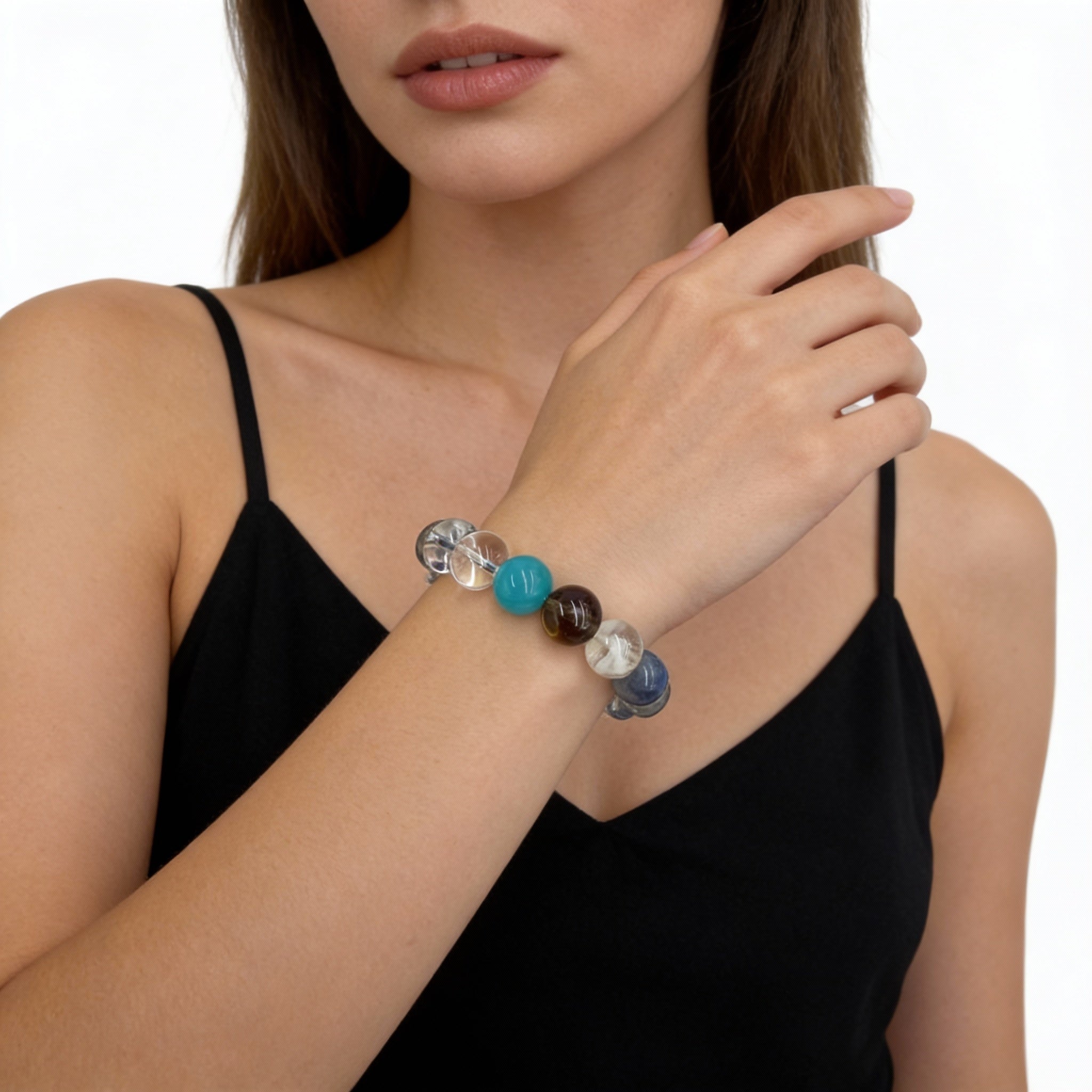 Blue Apatite Kyanite Obsidian Balance Bracelet