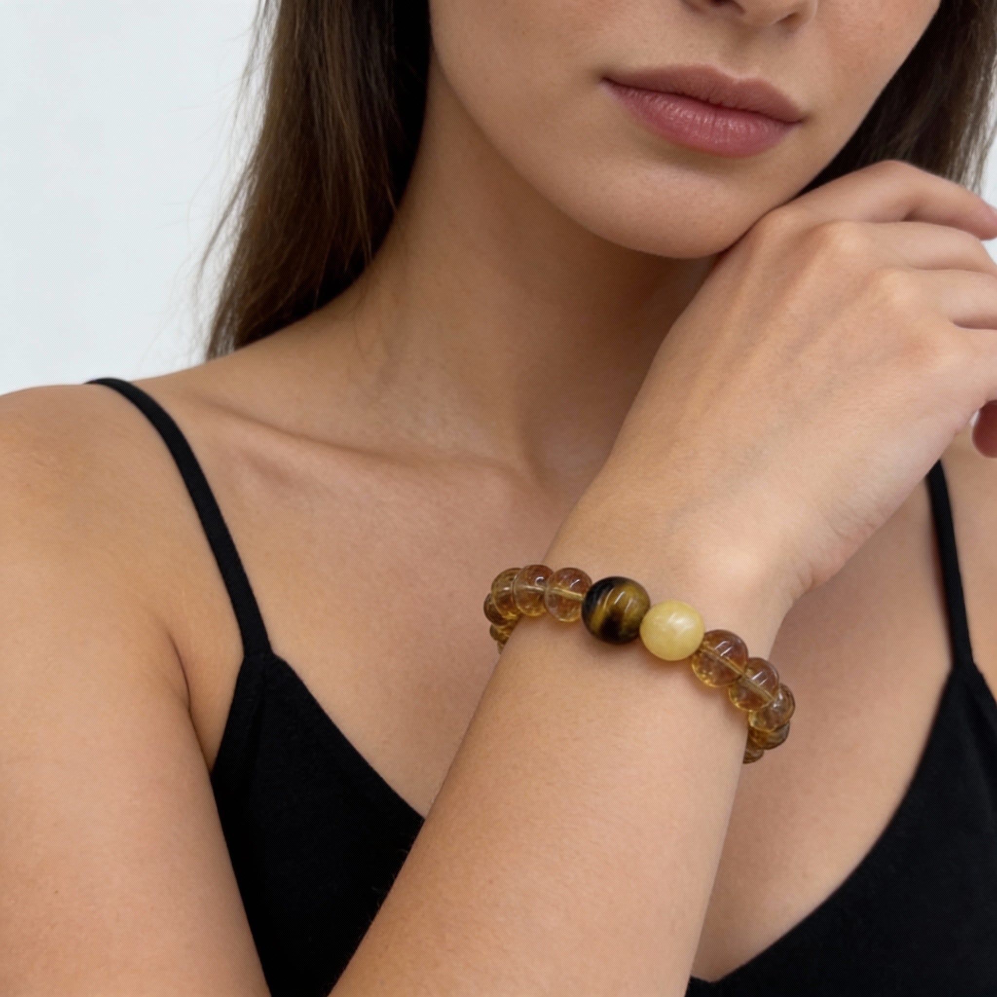 Golden Rutilated Quartz Tiger Eye Abundance Bracelet