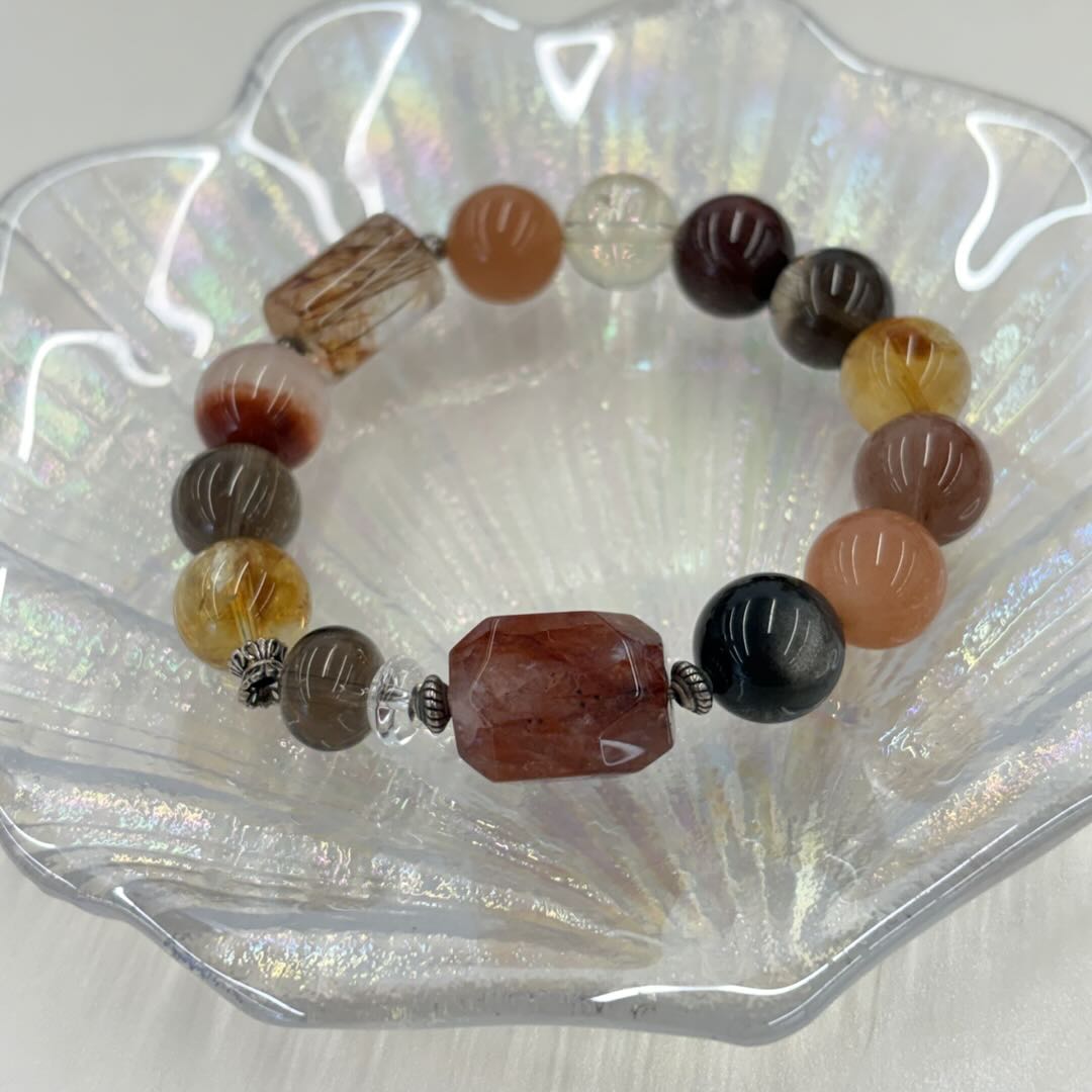Citrine Garnet Rutilated Quartz Abundance Bracelet