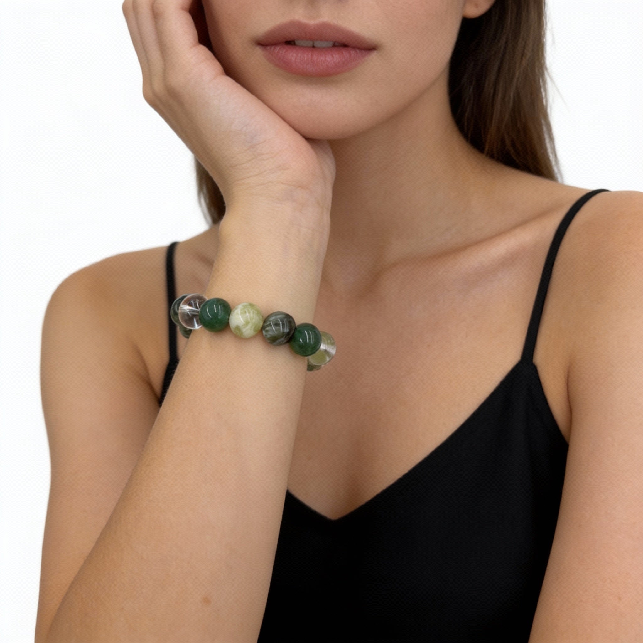 Green Jade Moss Agate Abundance Bracelet