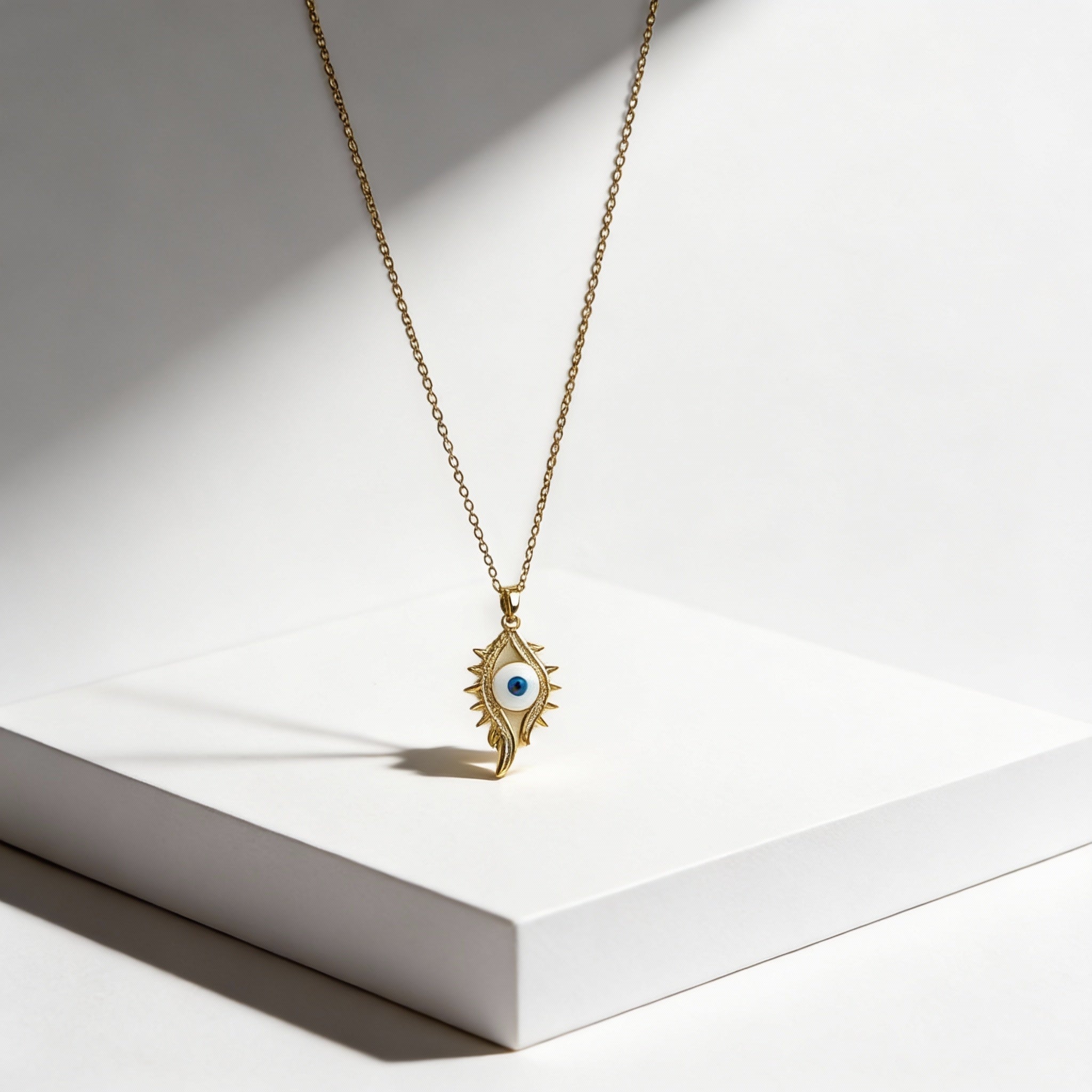 Blue Evil Eye Gold Crystal Protection Necklace