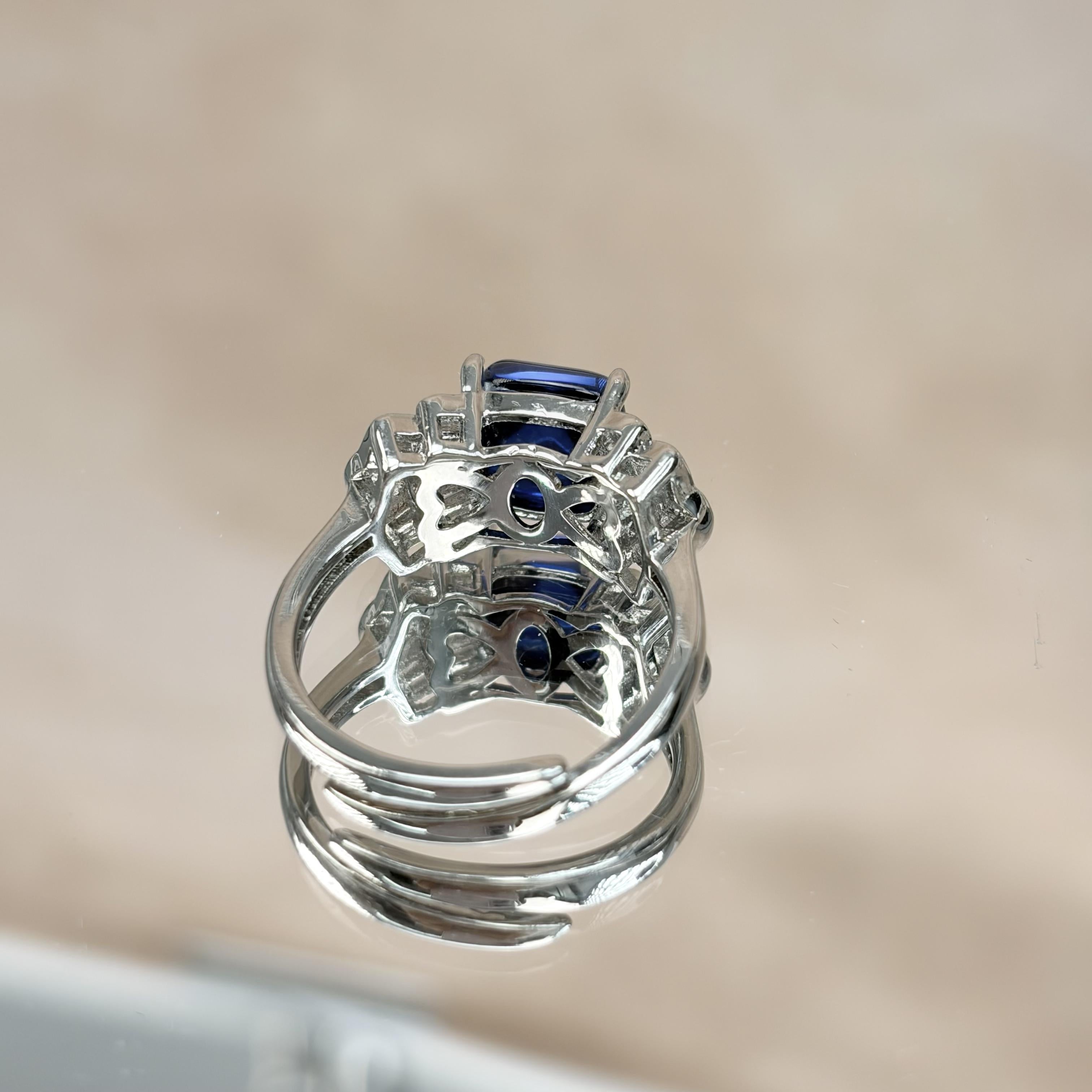 Blue Spinel Clear Quartz Harmony Energy Crystal Ring