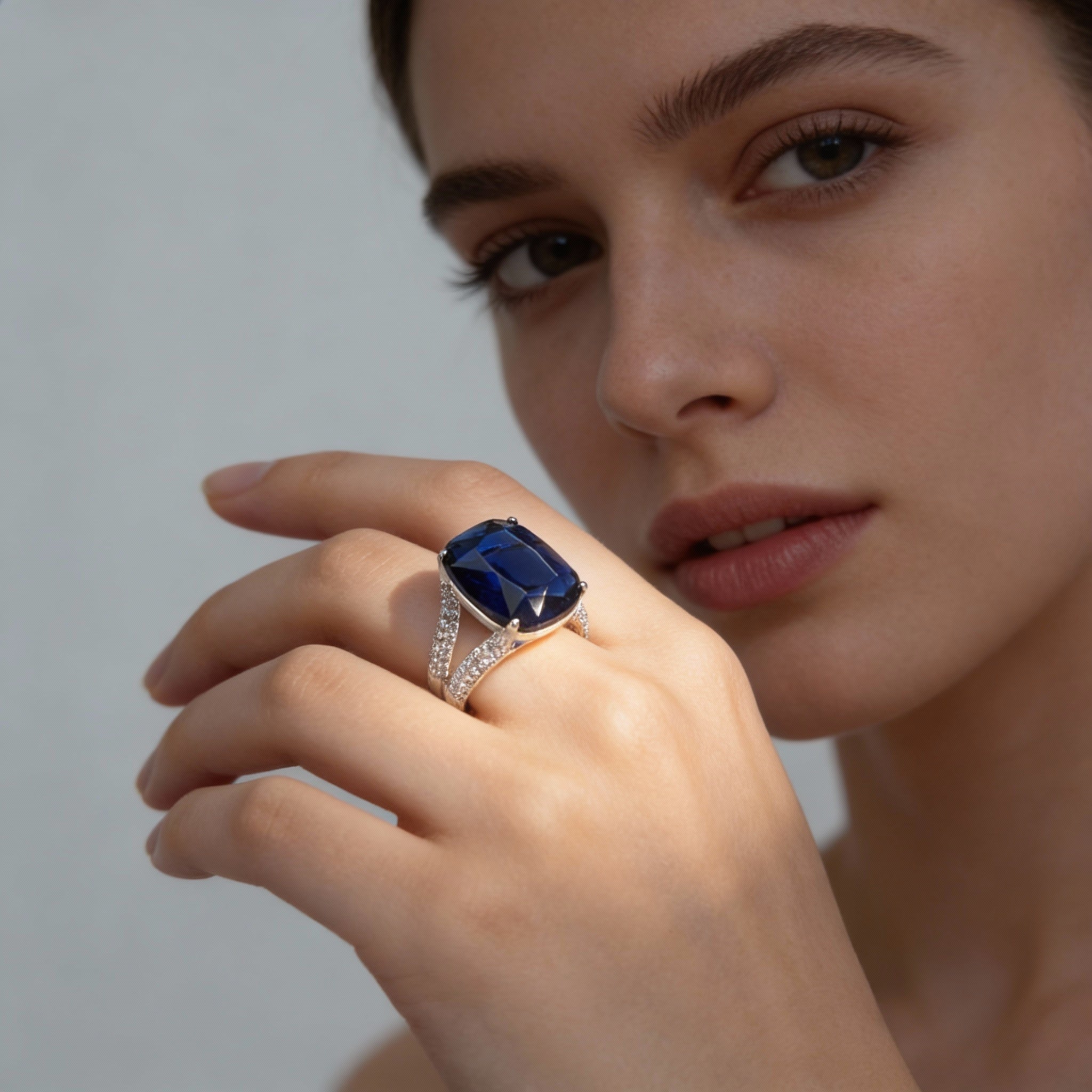 Blue Topaz Clear Quartz Radiance Ring