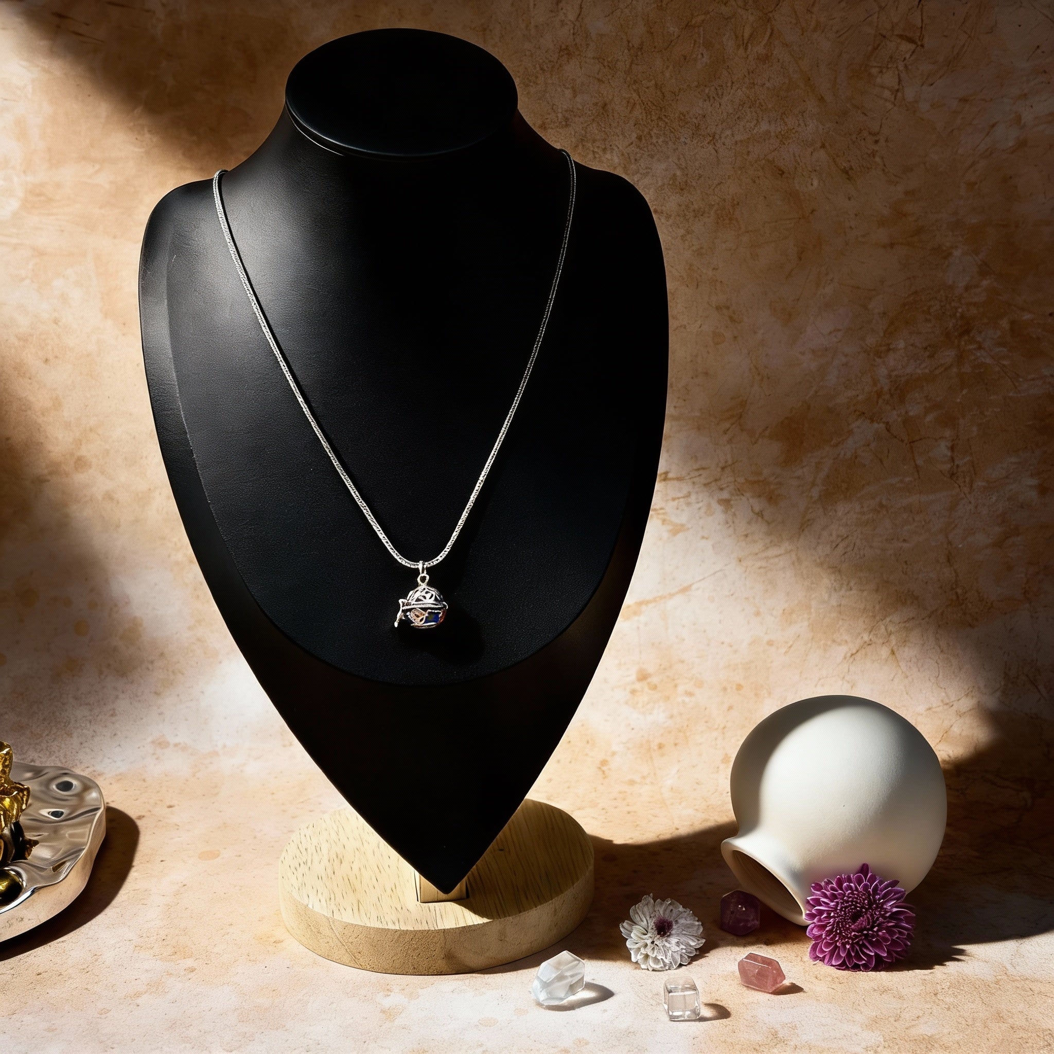 Blue Enamel Silver Serenity Harmony Necklace