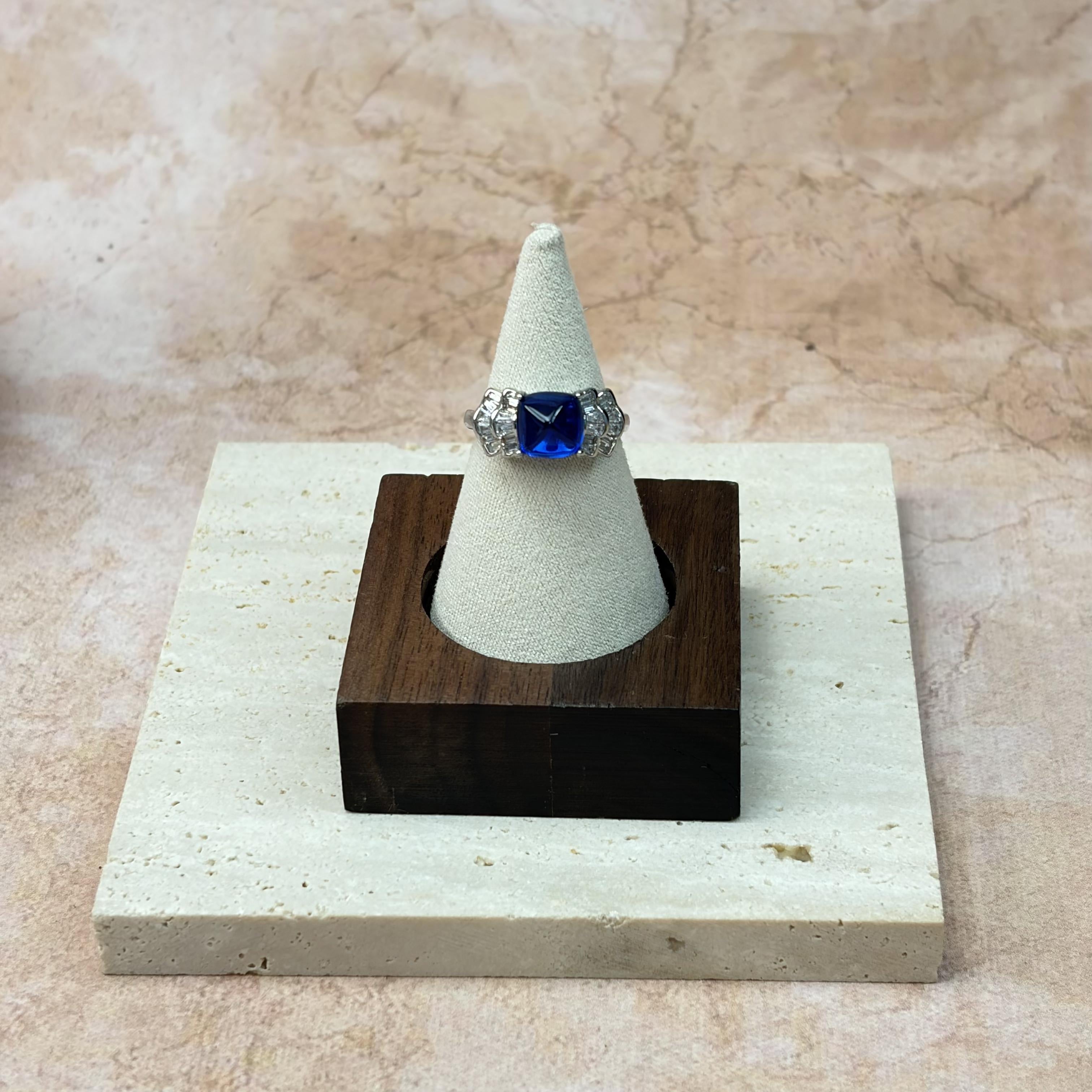 Blue Spinel Clear Quartz Harmony Energy Crystal Ring